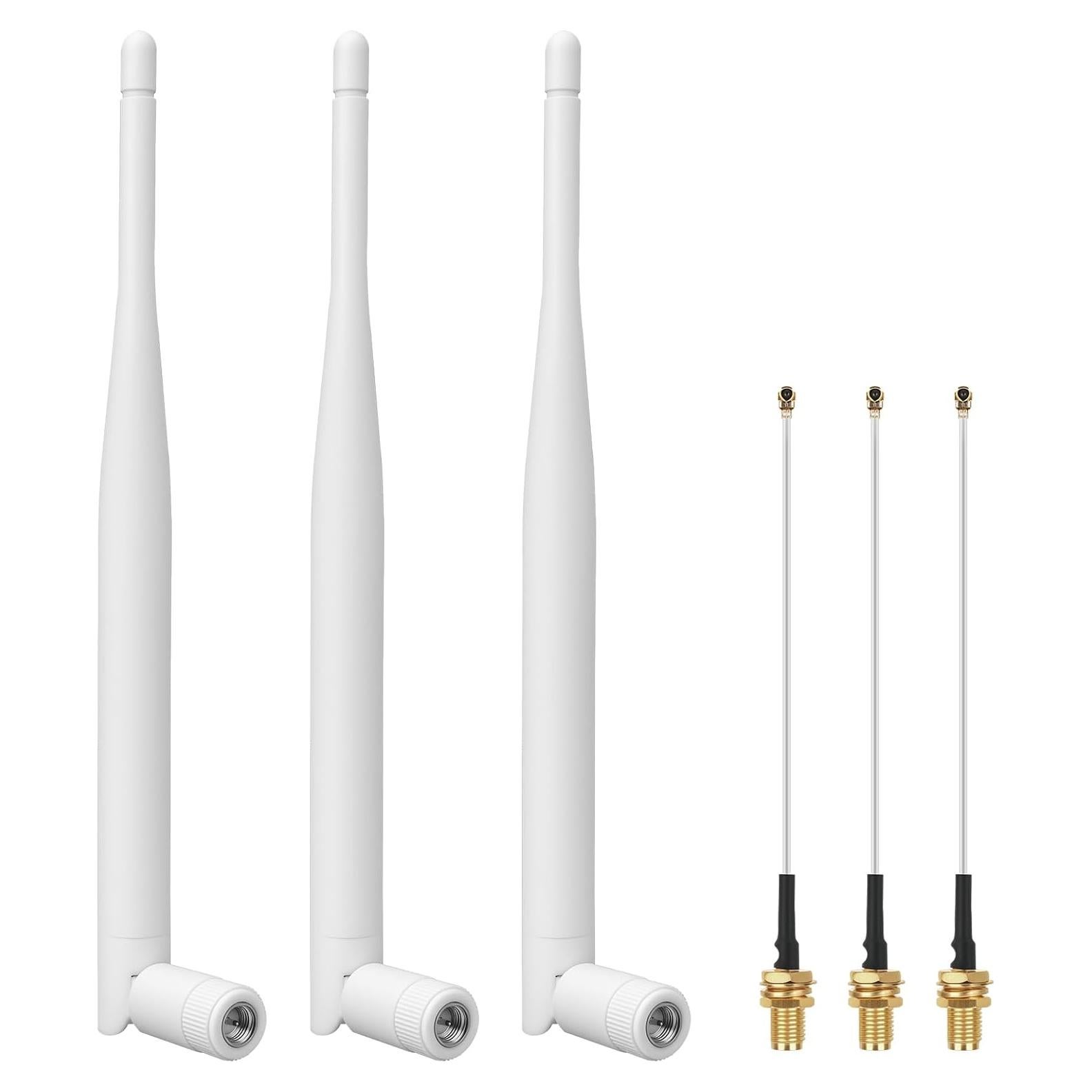 Antena LoRa 915MHz 3dBi SMA Macho + Cable 10cm 3Pack Blanco