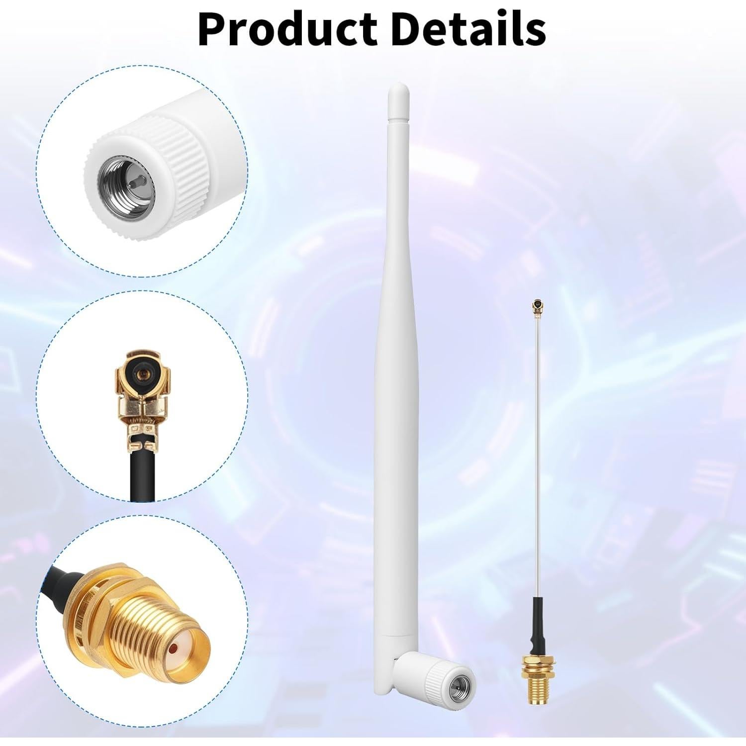 Antena LoRa 915MHz 3dBi SMA Macho + Cable 10cm 3Pack Blanco