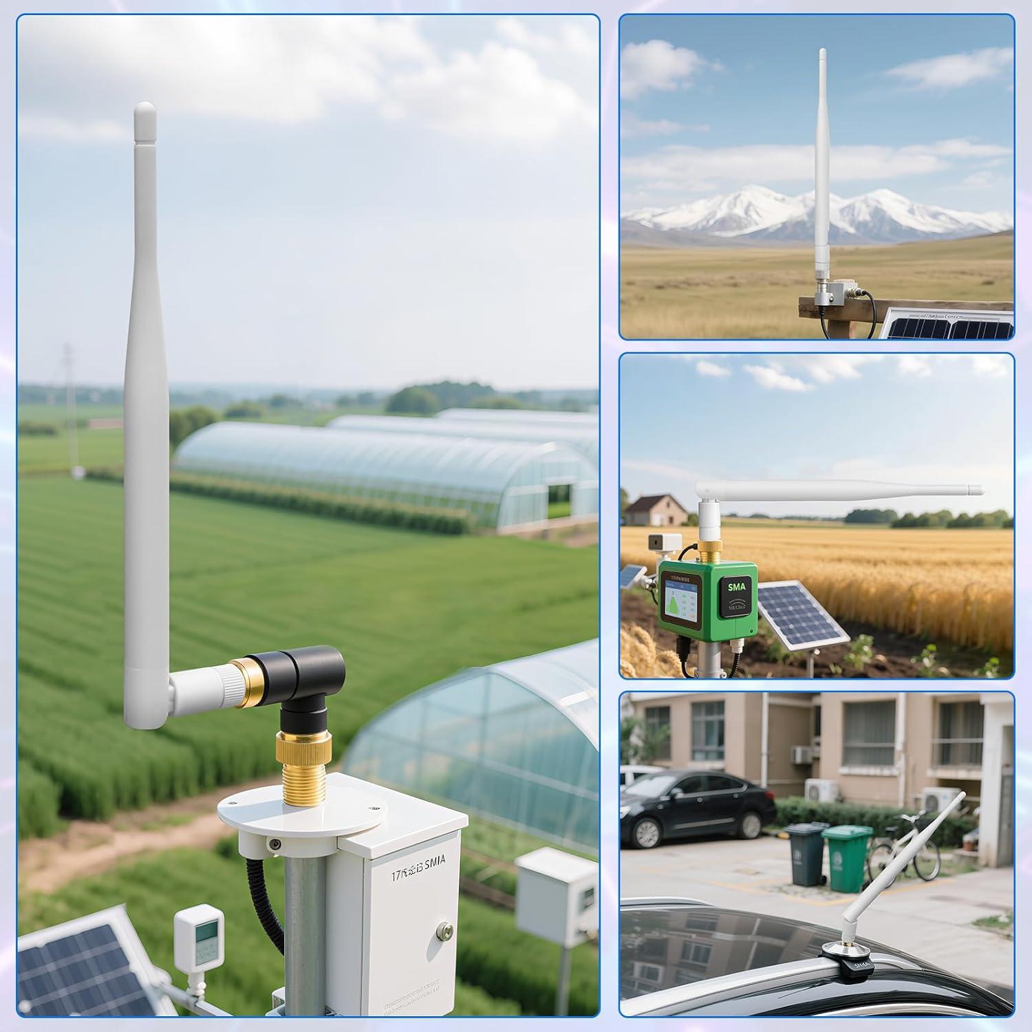 Antena LoRa 915MHz 3dBi SMA Macho + Cable 10cm 3Pack Blanco