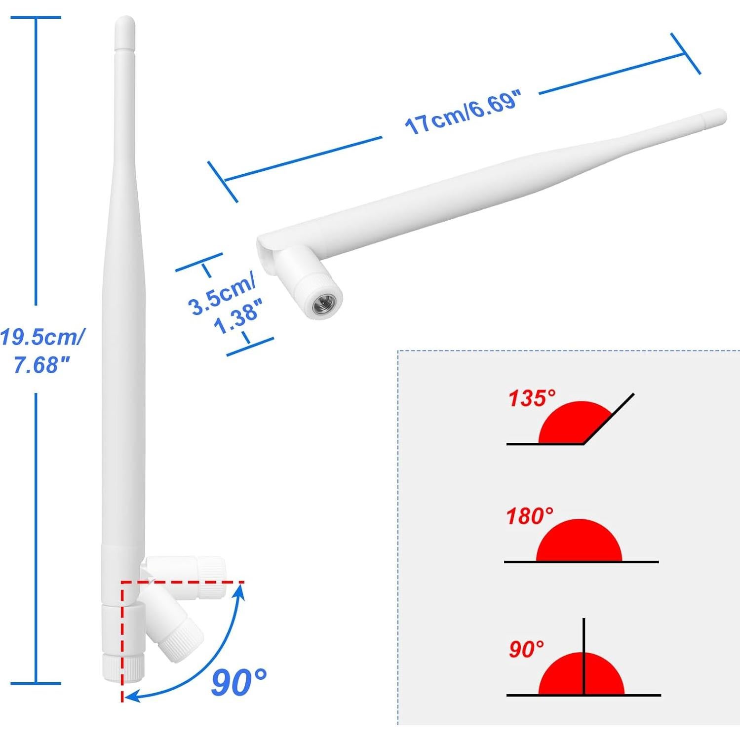 Antena LoRa 915MHz 3dBi SMA Macho + Cable 10cm 3Pack Blanco