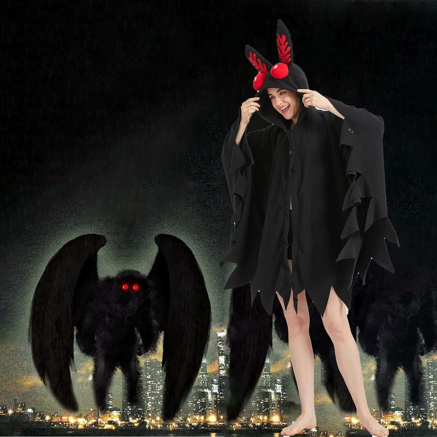 Disfraz Unisex Mothman Capa Cosplay 100% Poliéster