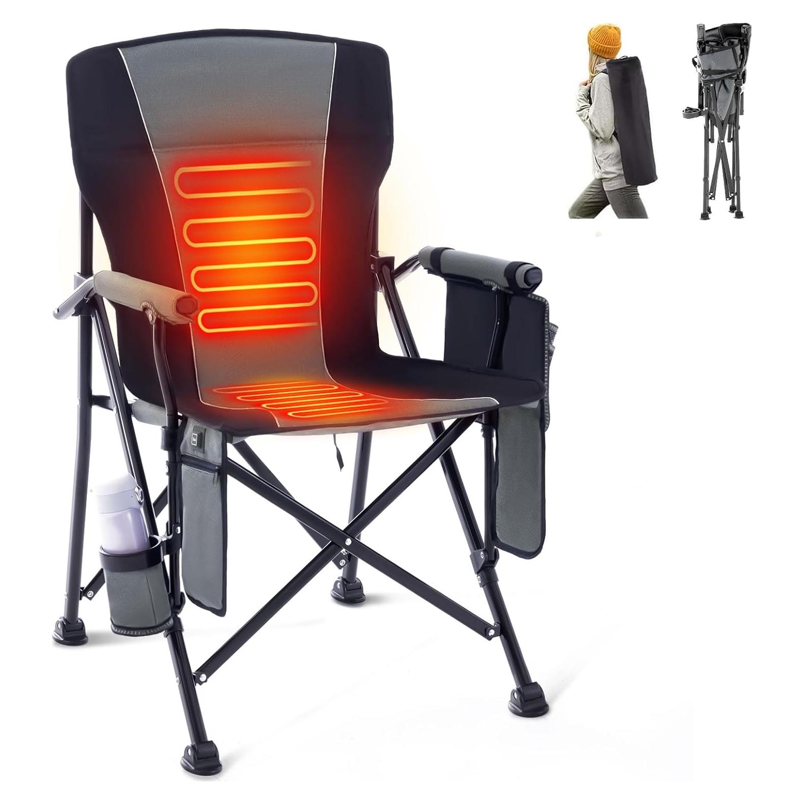 Silla de Camping Calentada Rotinyard Plegable Gris 400kg