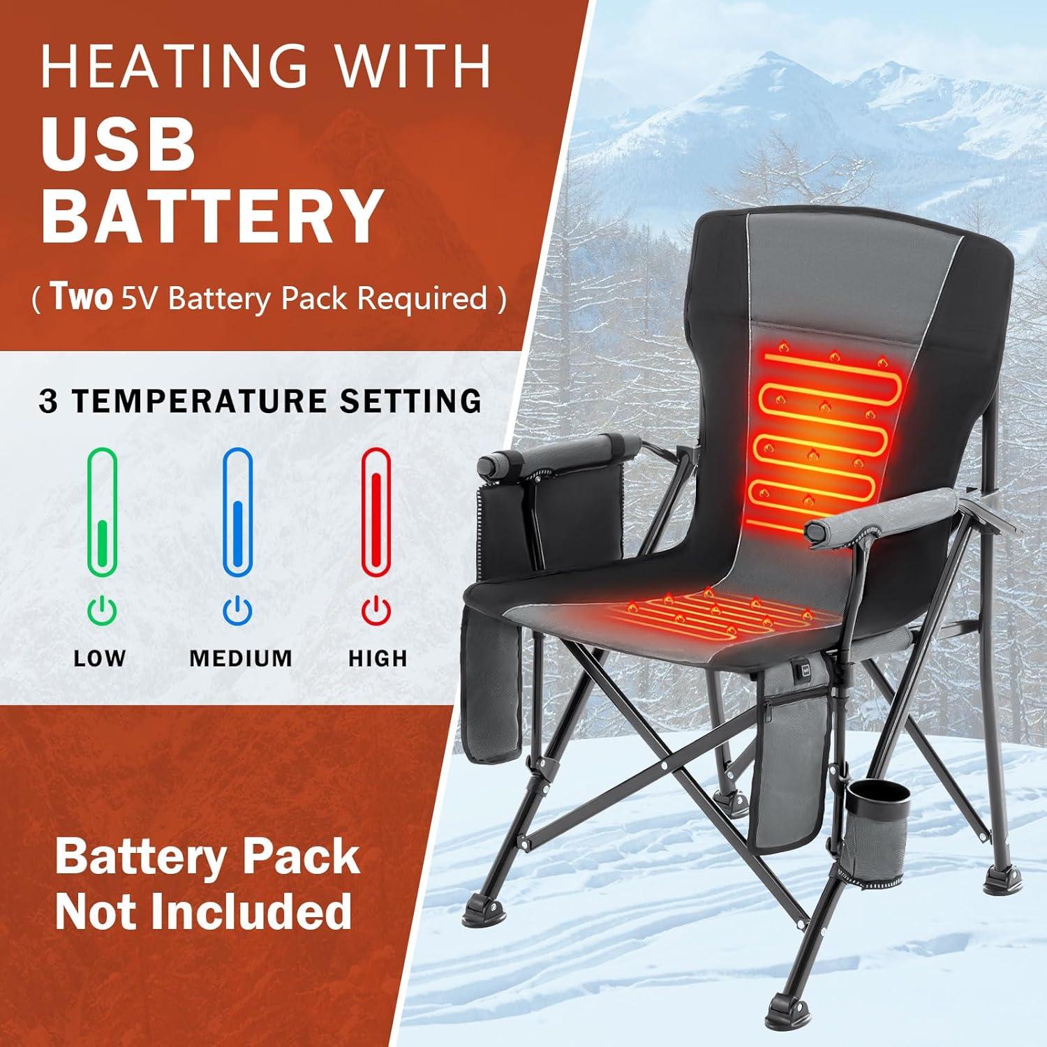 Silla de Camping Calentada Rotinyard Plegable Gris 400kg