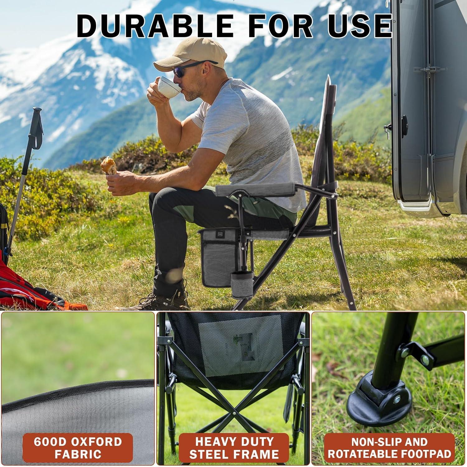 Silla de Camping Calentada Rotinyard Plegable Gris 400kg