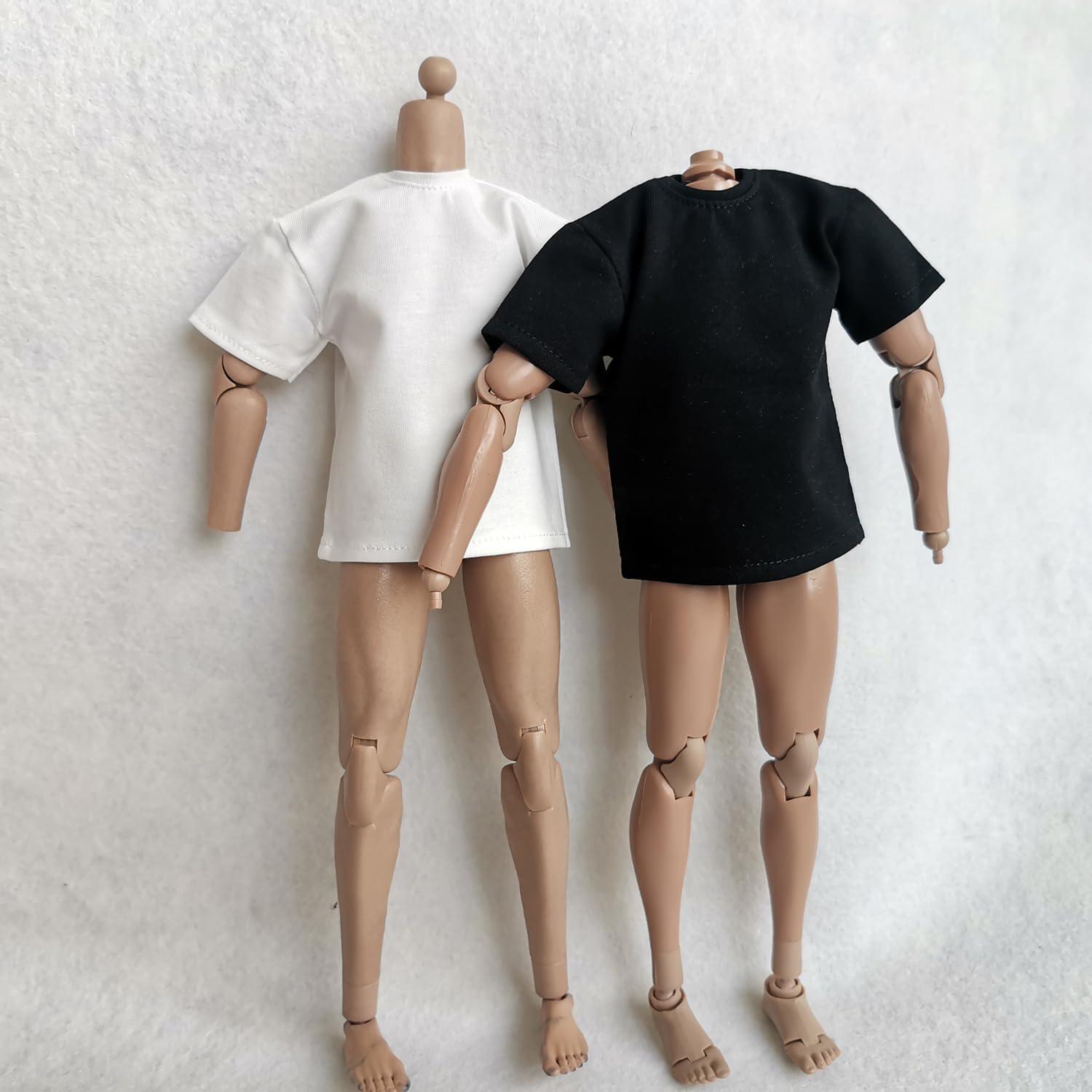 Camisa T-Shirt 2X SSbeauty para Muñeco 1/6 Negro y Blanco