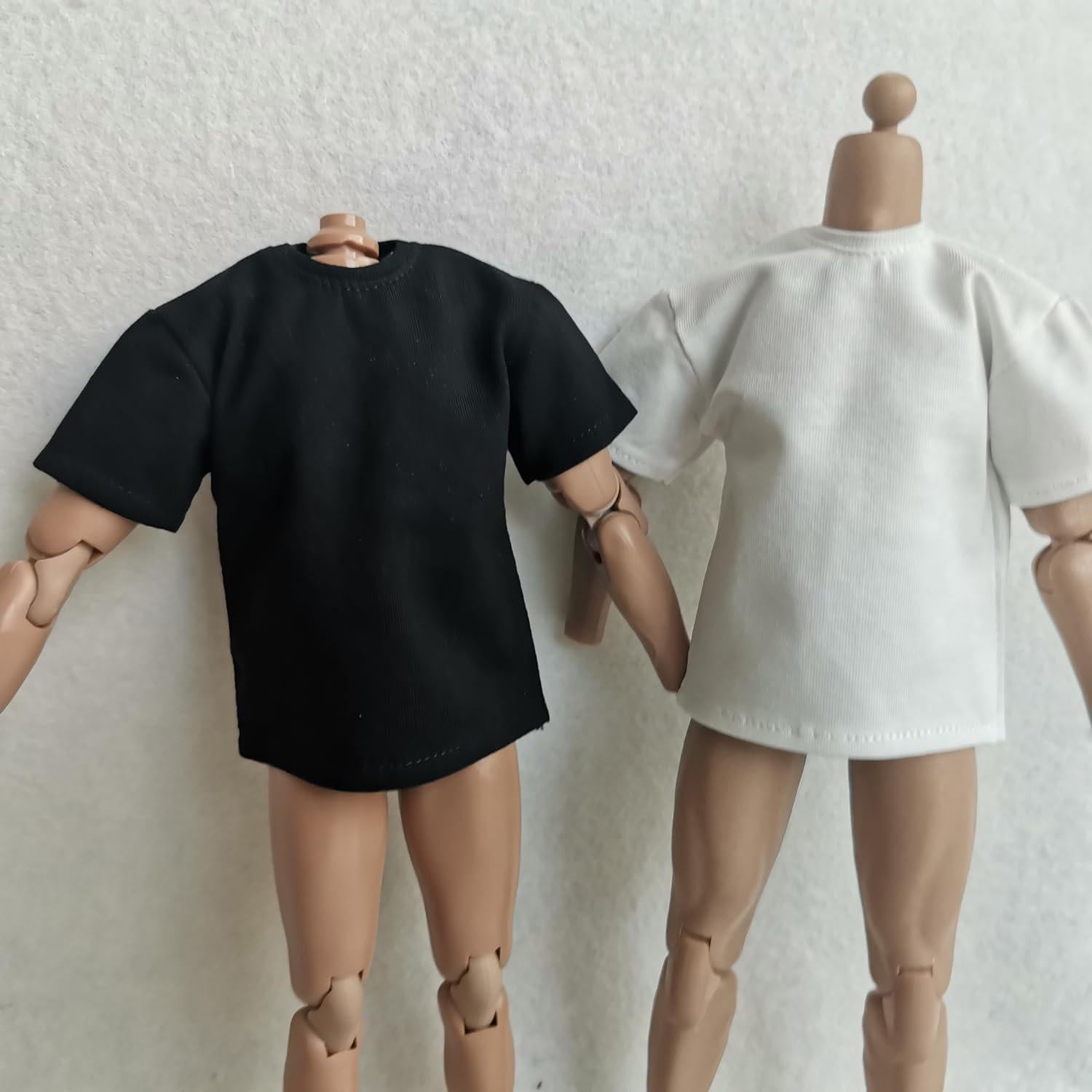 Camisa T-Shirt 2X SSbeauty para Muñeco 1/6 Negro y Blanco