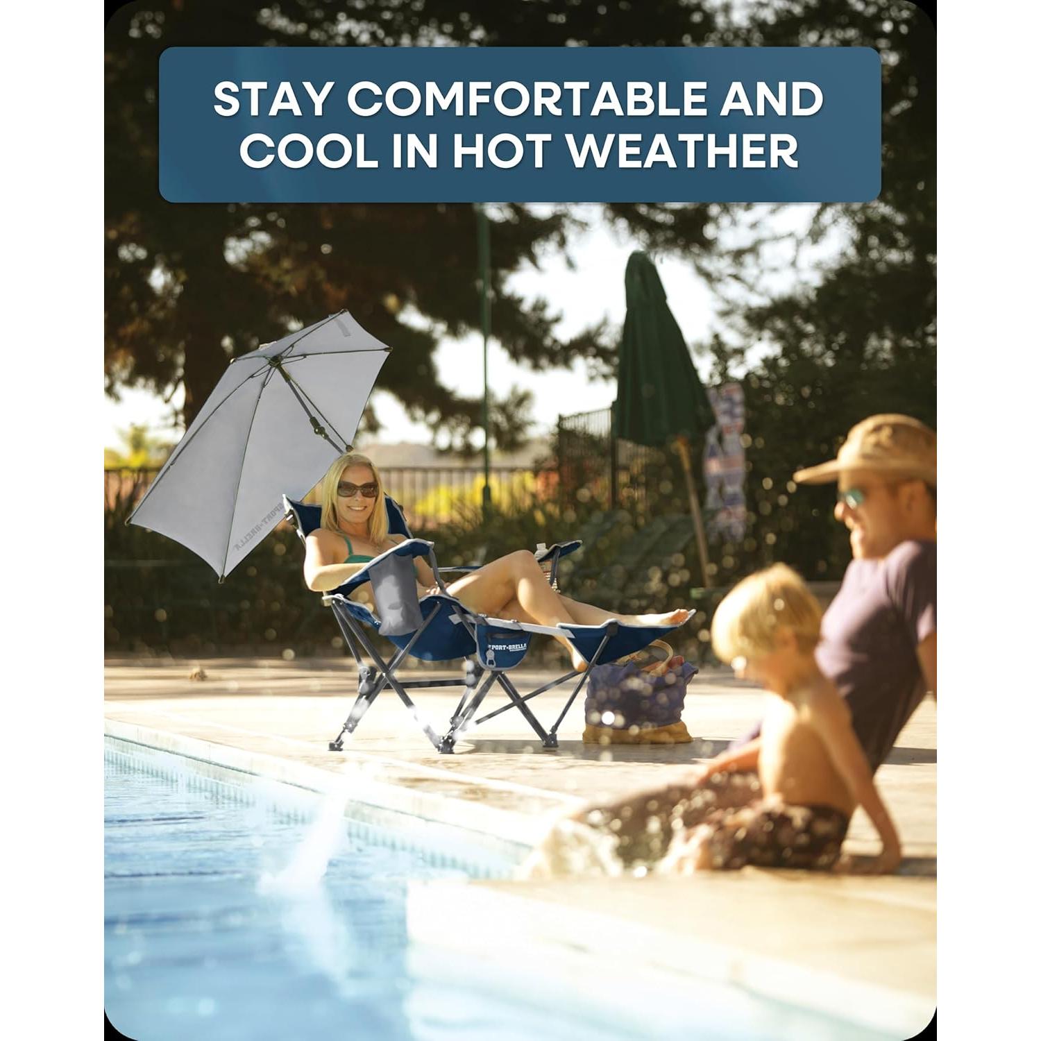 Silla Reclinable Sport-Brella con Paraguas UPF 50+ Azul