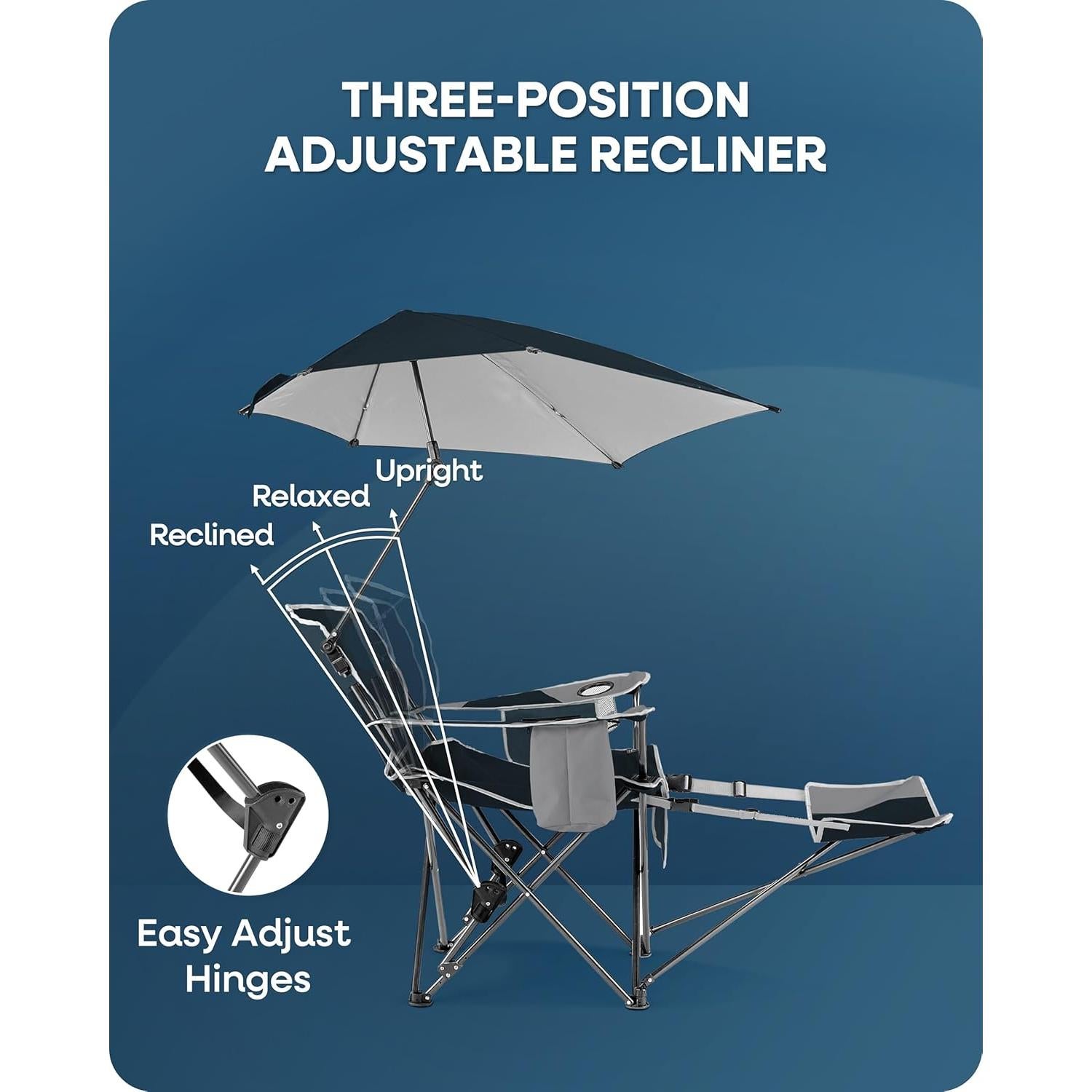 Silla Reclinable Sport-Brella con Paraguas UPF 50+ Azul