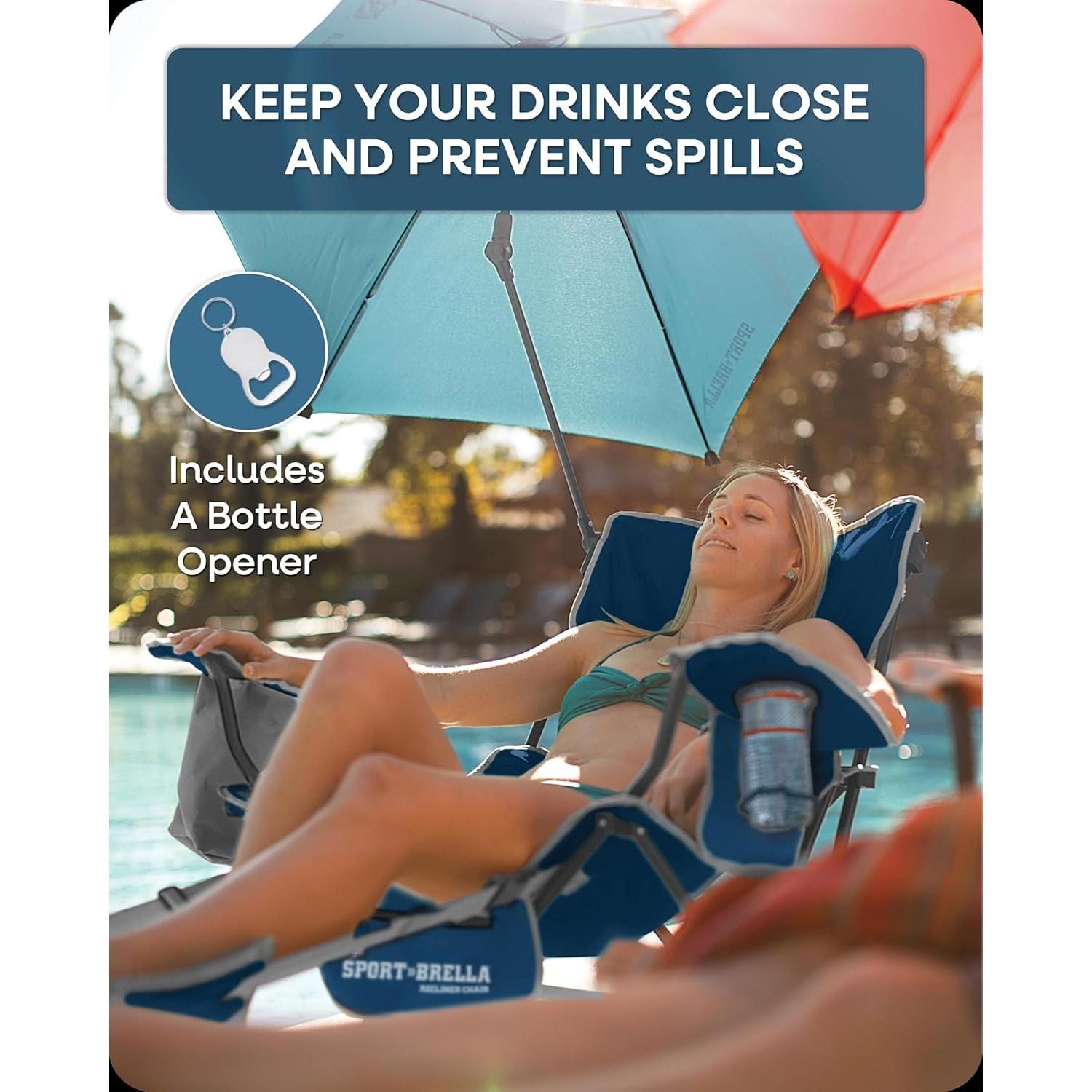 Silla Reclinable Sport-Brella con Paraguas UPF 50+ Azul