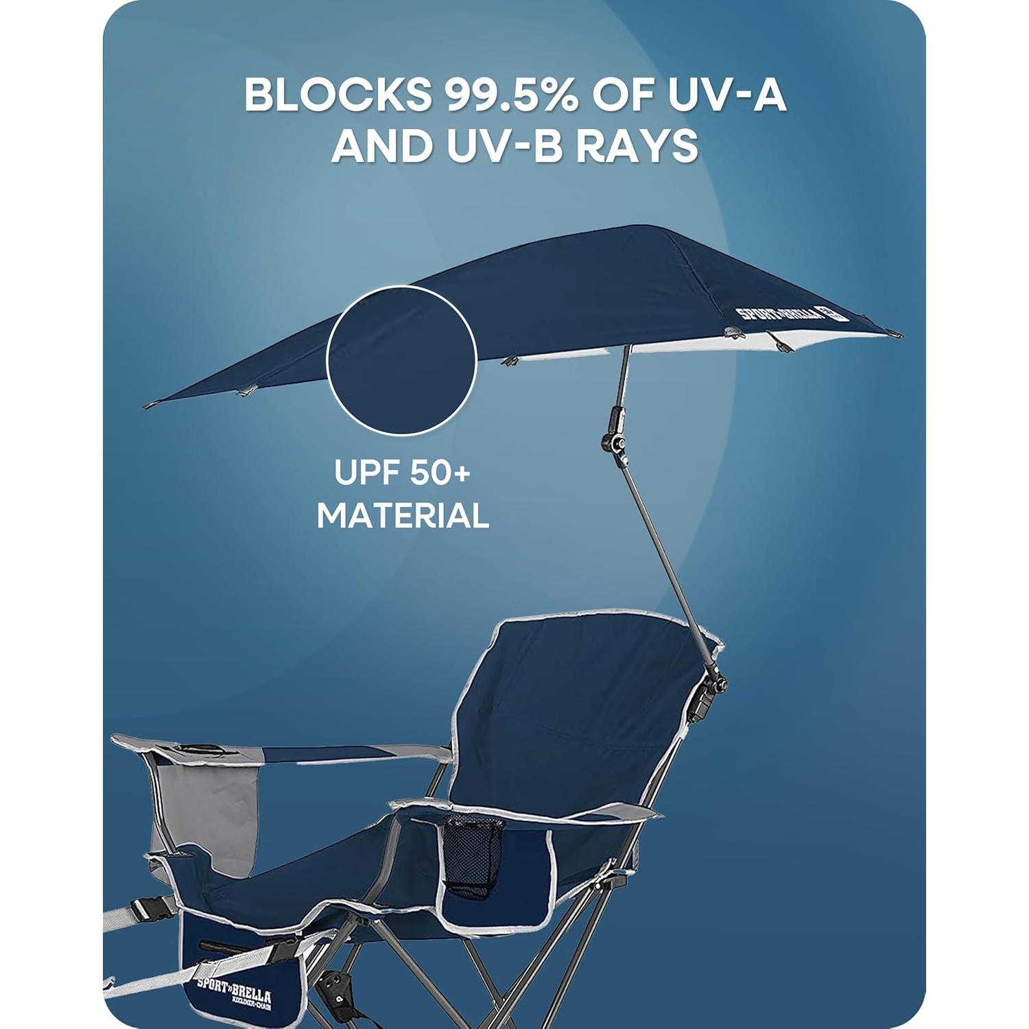 Silla Reclinable Sport-Brella con Paraguas UPF 50+ Azul