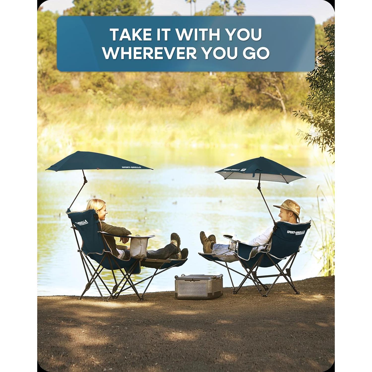 Silla Reclinable Sport-Brella con Paraguas UPF 50+ Azul