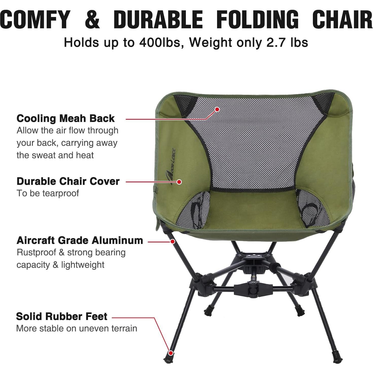Silla de Camping Plegable MOON LENCE Triángulo Verde 1.22 kg