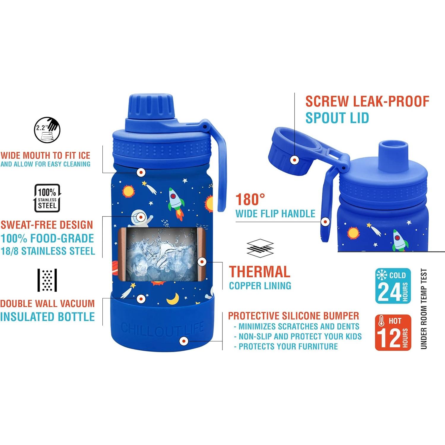 Botella de Agua Aislada para Niños Chillout Life 355ml Azul