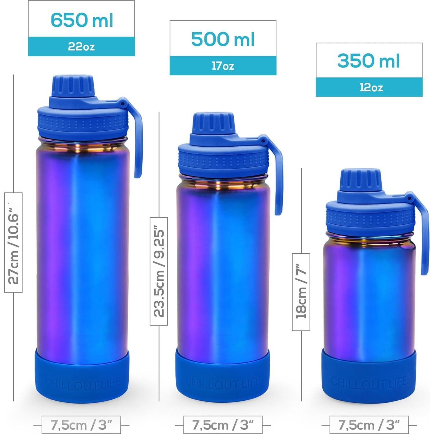 Botella de Agua Aislada para Niños Chillout Life 355ml Azul