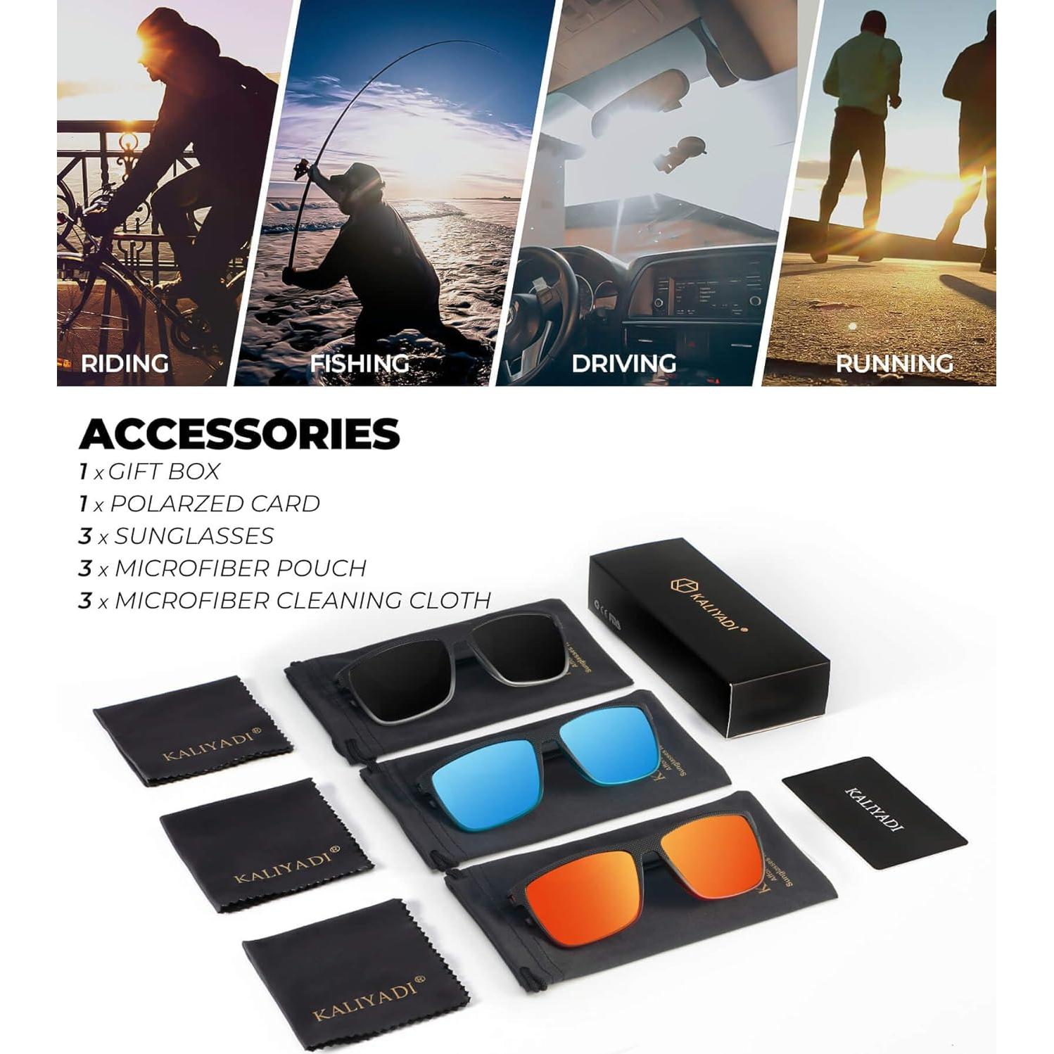 Gafas de Sol KALIYADI Polarizadas UV400 3 Paquetes Unisex