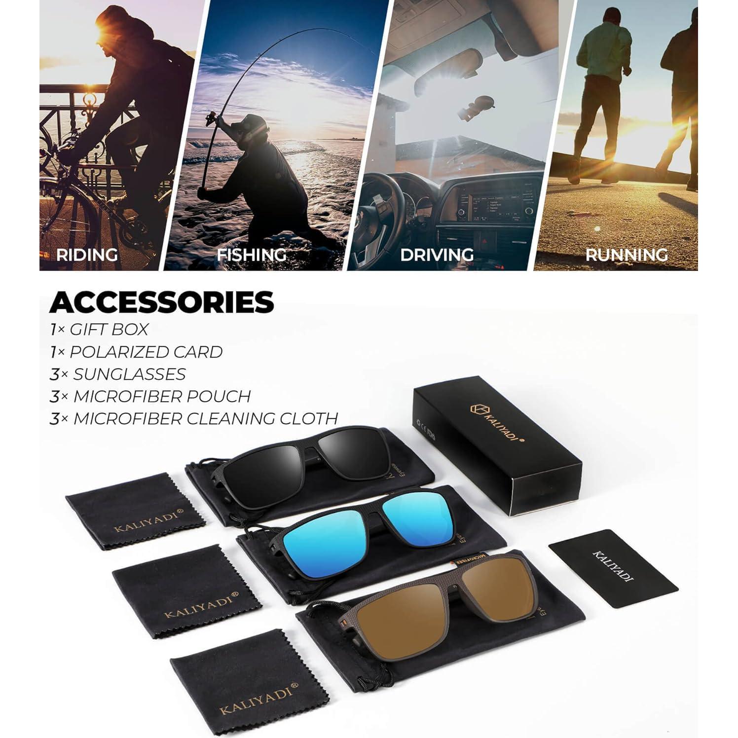 Gafas de sol KALIYADI polarizadas UV400 para hombres - 3 colores