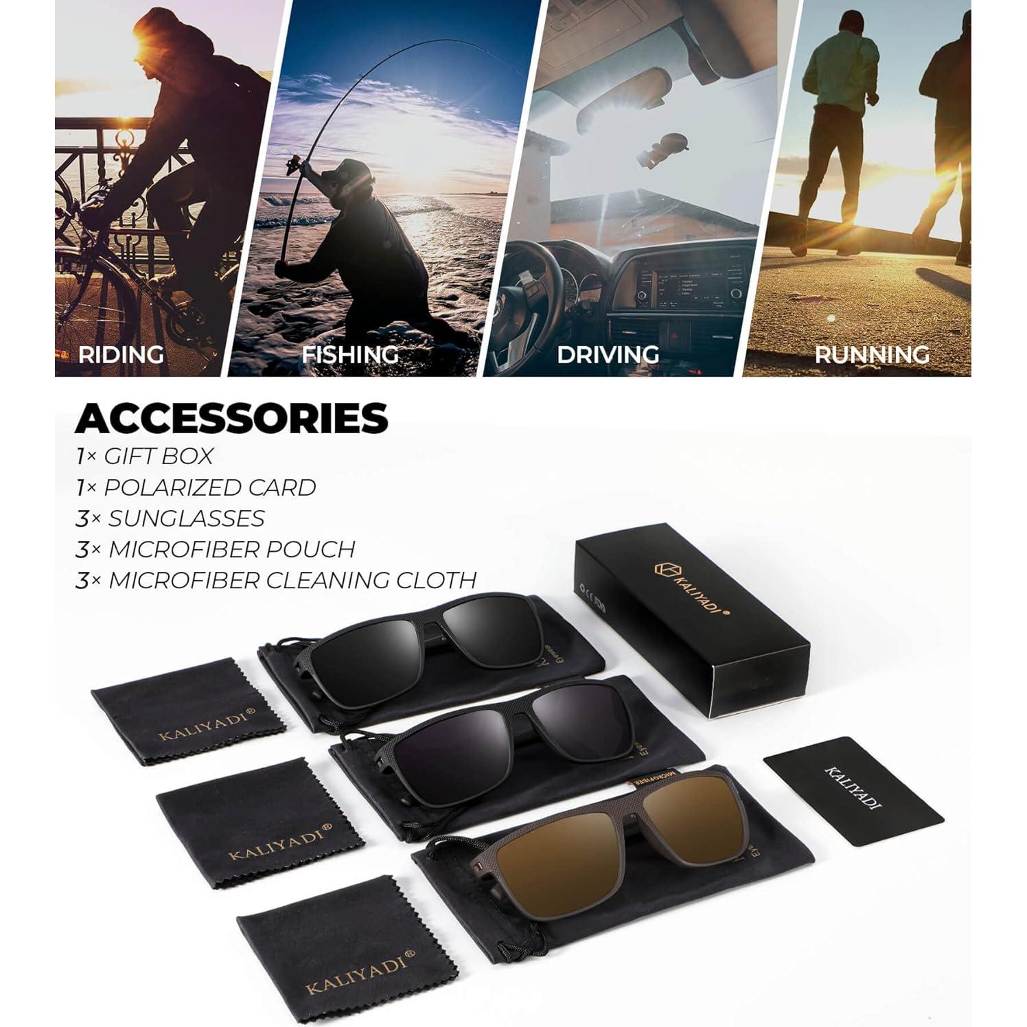 Gafas de sol KALIYADI polarizadas UV400 para hombres 3 pack