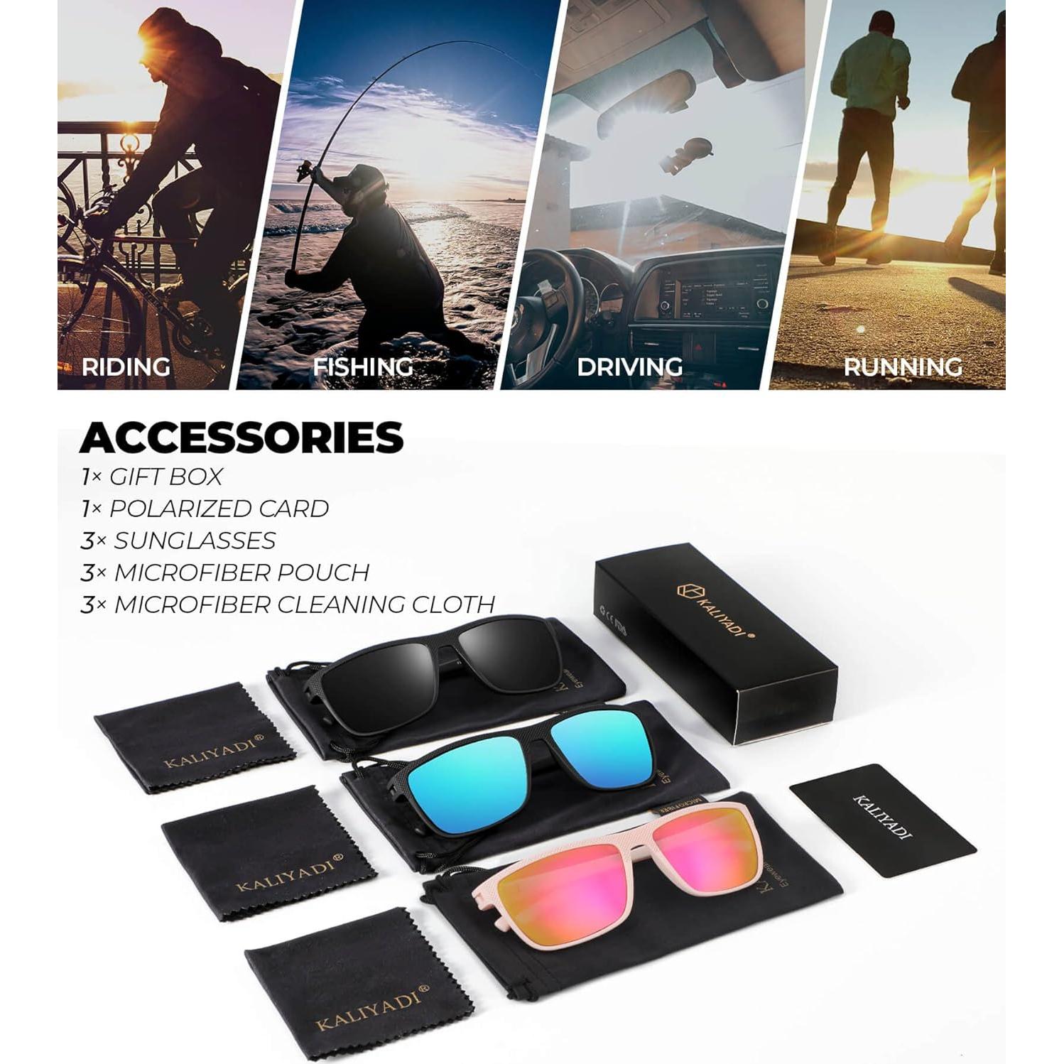 Gafas de sol KALIYADI polarizadas UV400 para hombres 3 pack