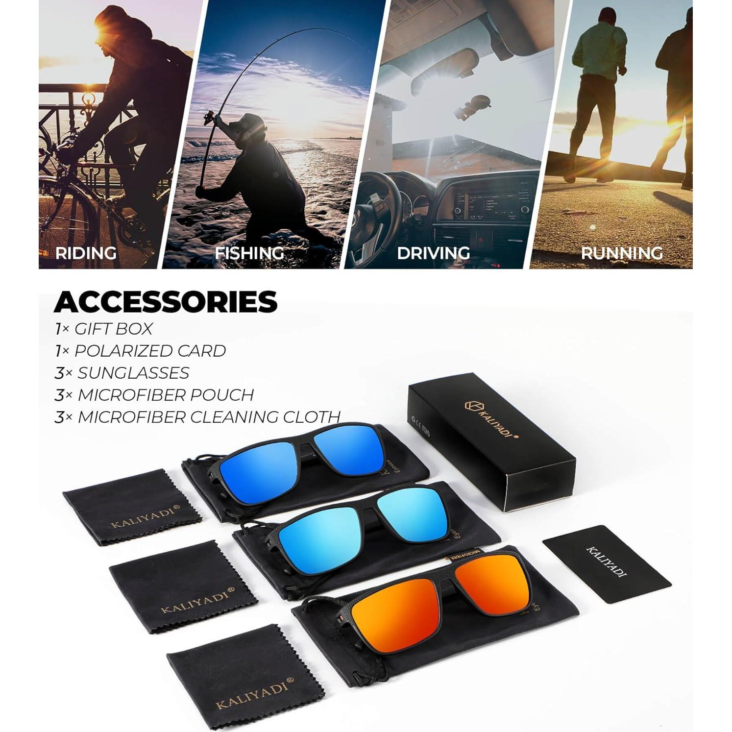 Gafas de Sol KALIYADI Polarizadas UV400 3 Paquete Clásicas