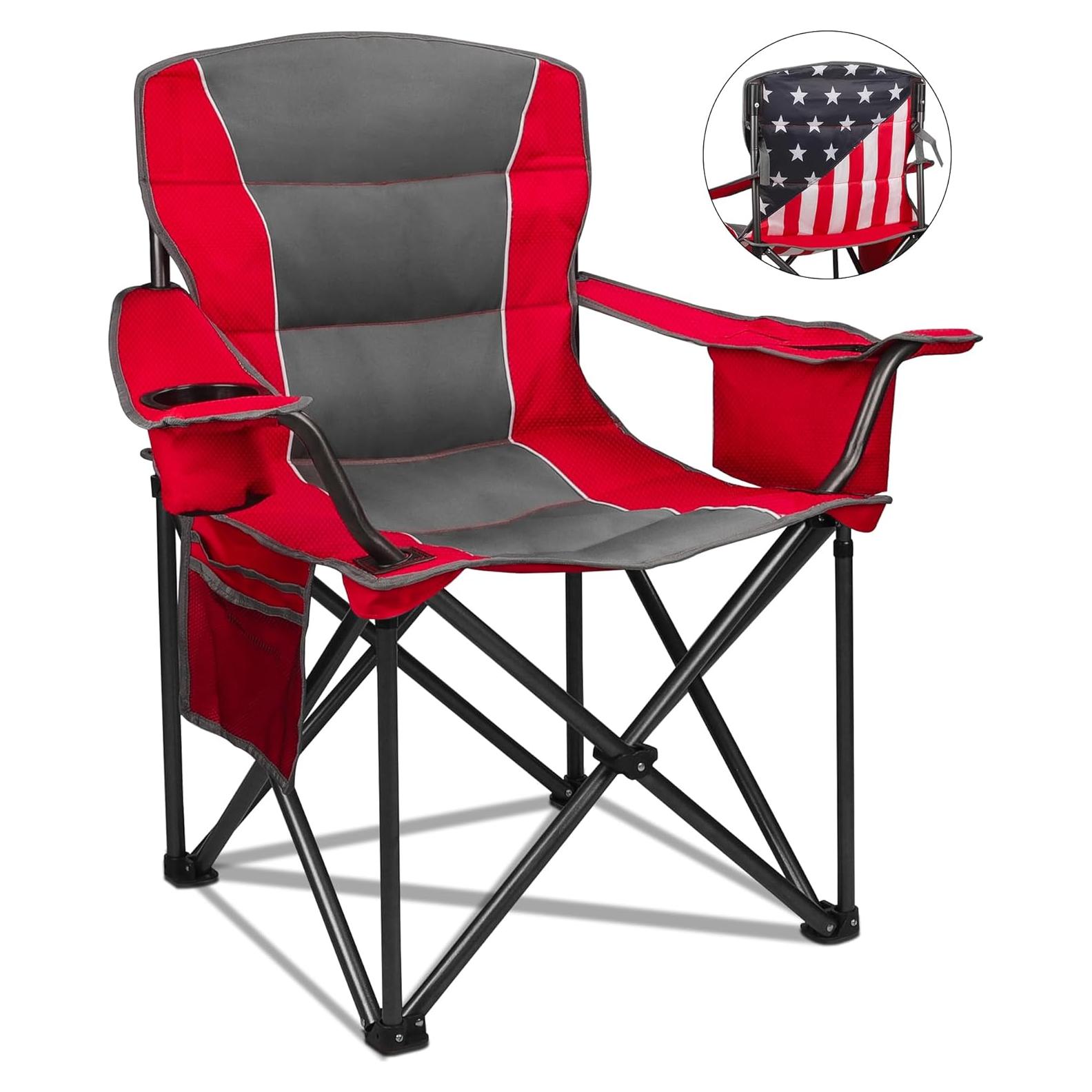 Silla de Camping Plegable Colorsoul, Rojo, 136 kg, Portavasos