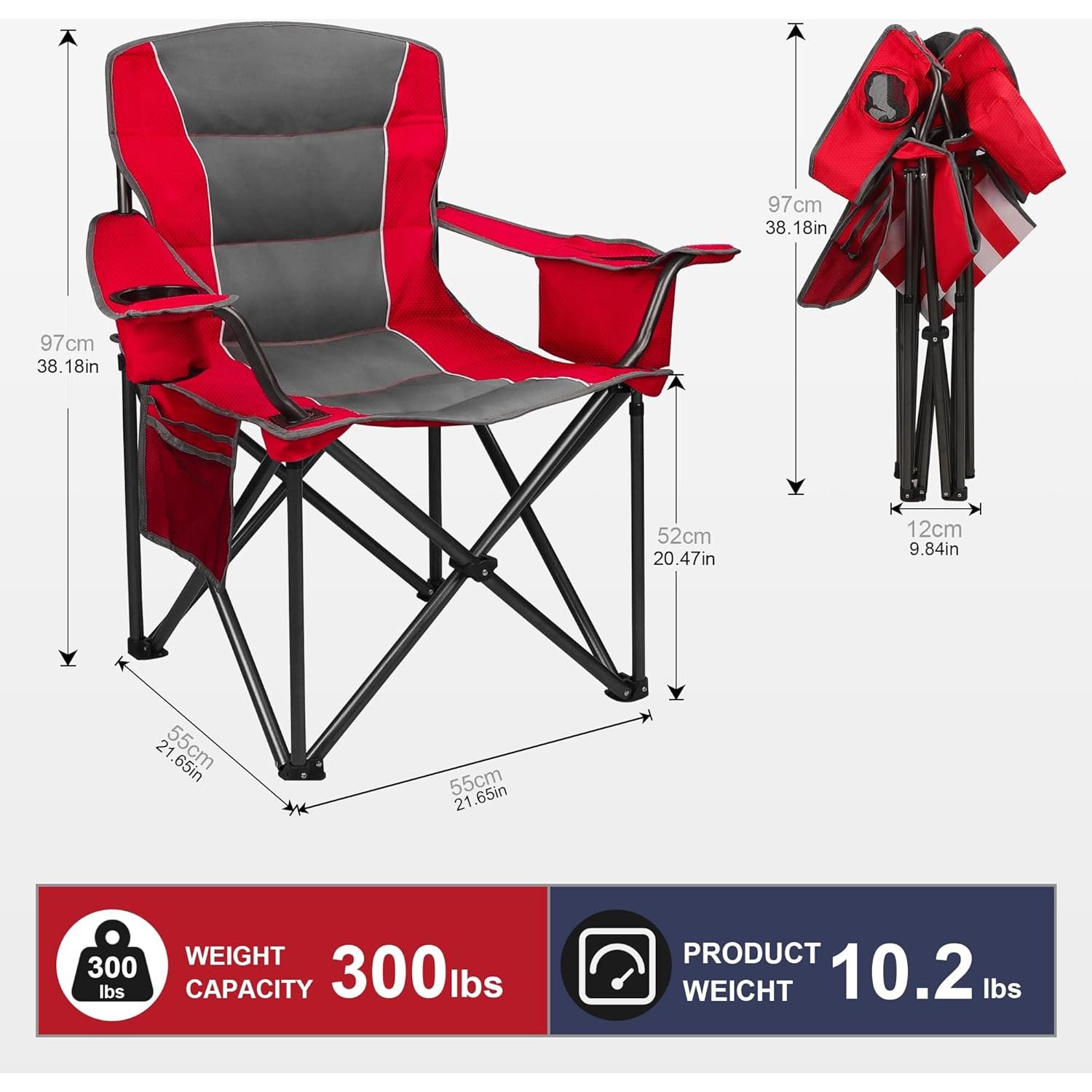 Silla de Camping Plegable Colorsoul, Rojo, 136 kg, Portavasos