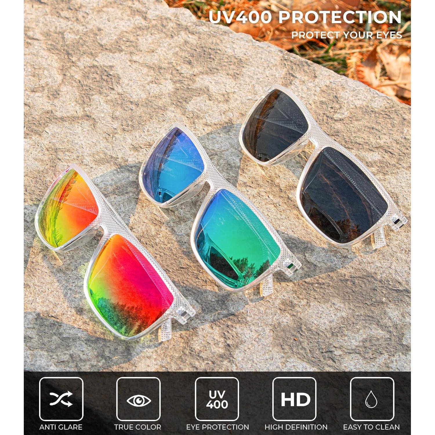 Gafas de sol KALIYADI polarizadas UV400 para hombres - Paquete de 3