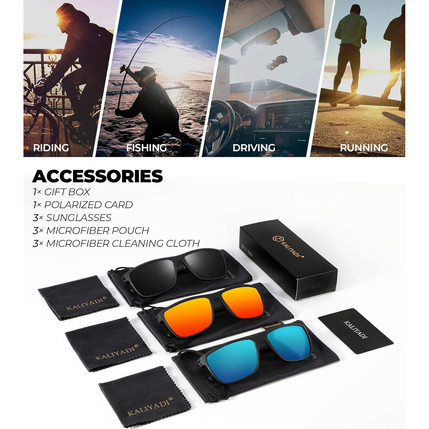 Gafas de Sol KALIYADI Polarizadas UV400 3 Paquetes Clásicas