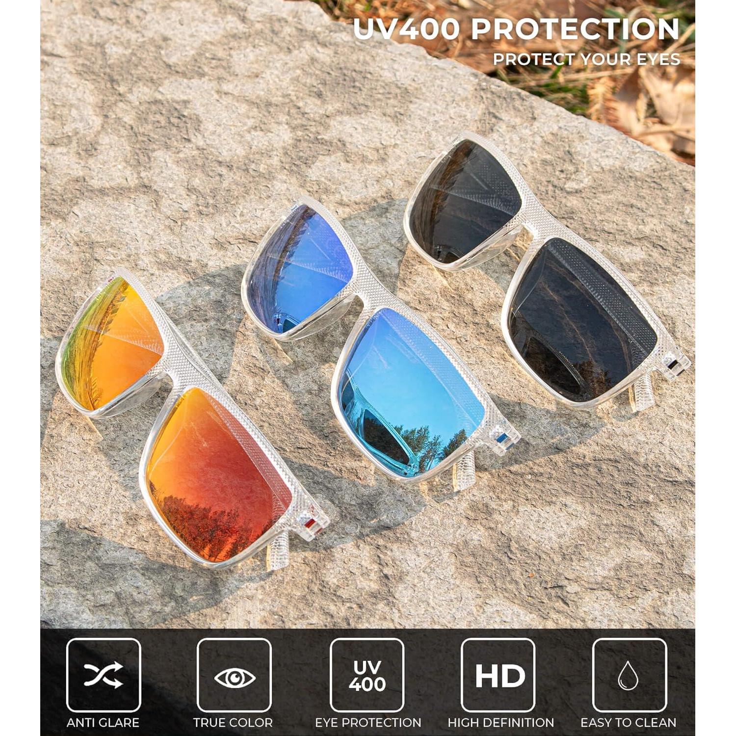 Gafas de sol KALIYADI polarizadas UV400 para hombres - Paquete de 3