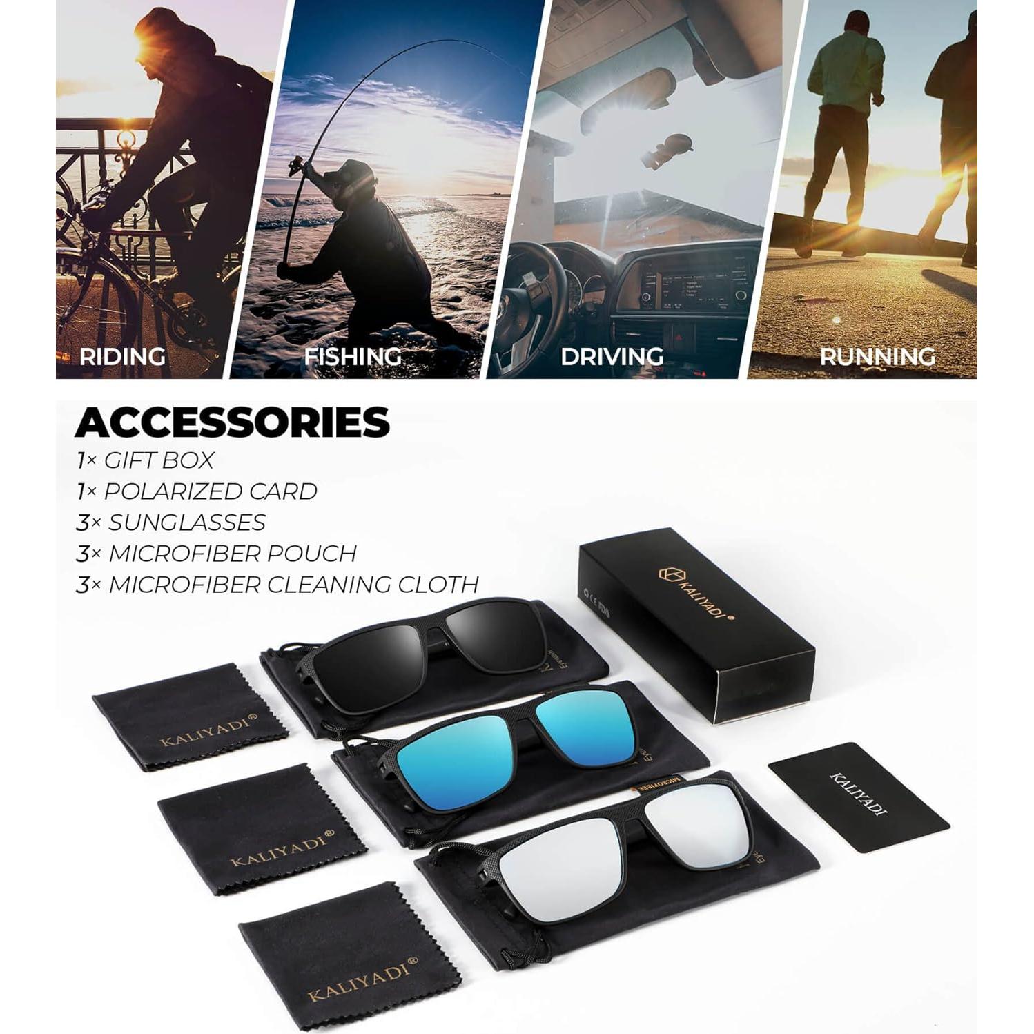 Gafas de sol KALIYADI polarizadas UV400 para hombres 3 pack