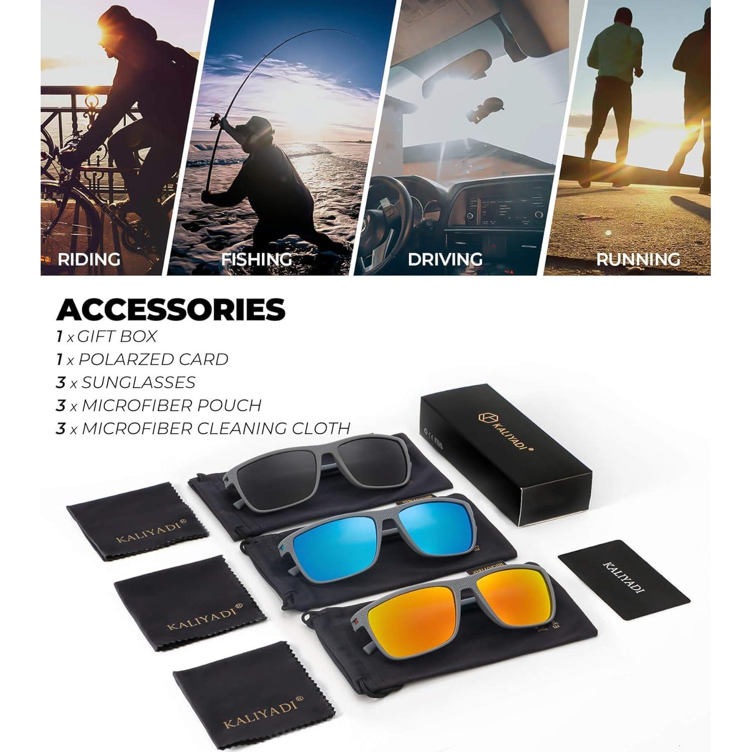 Gafas de sol KALIYADI polarizadas UV400 para hombres - 3 colores