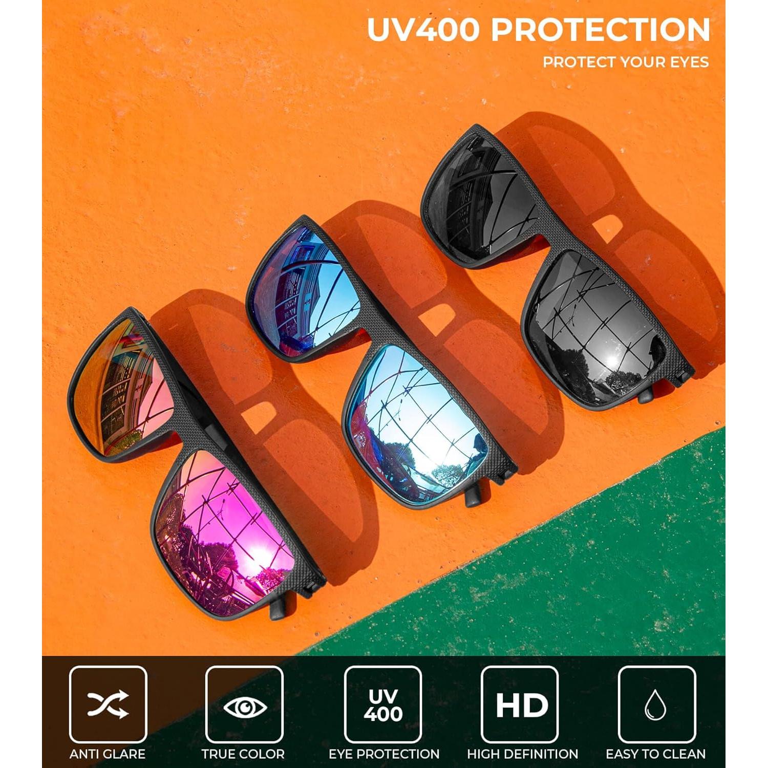Gafas de sol KALIYADI polarizadas UV400 para hombres 3 pack
