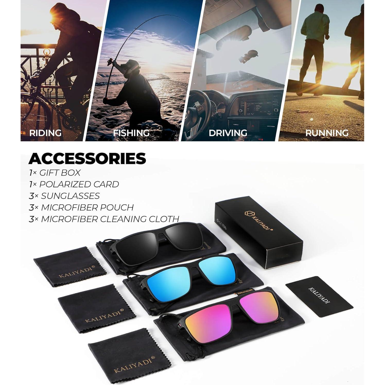 Gafas de sol KALIYADI polarizadas UV400 para hombres 3 pack