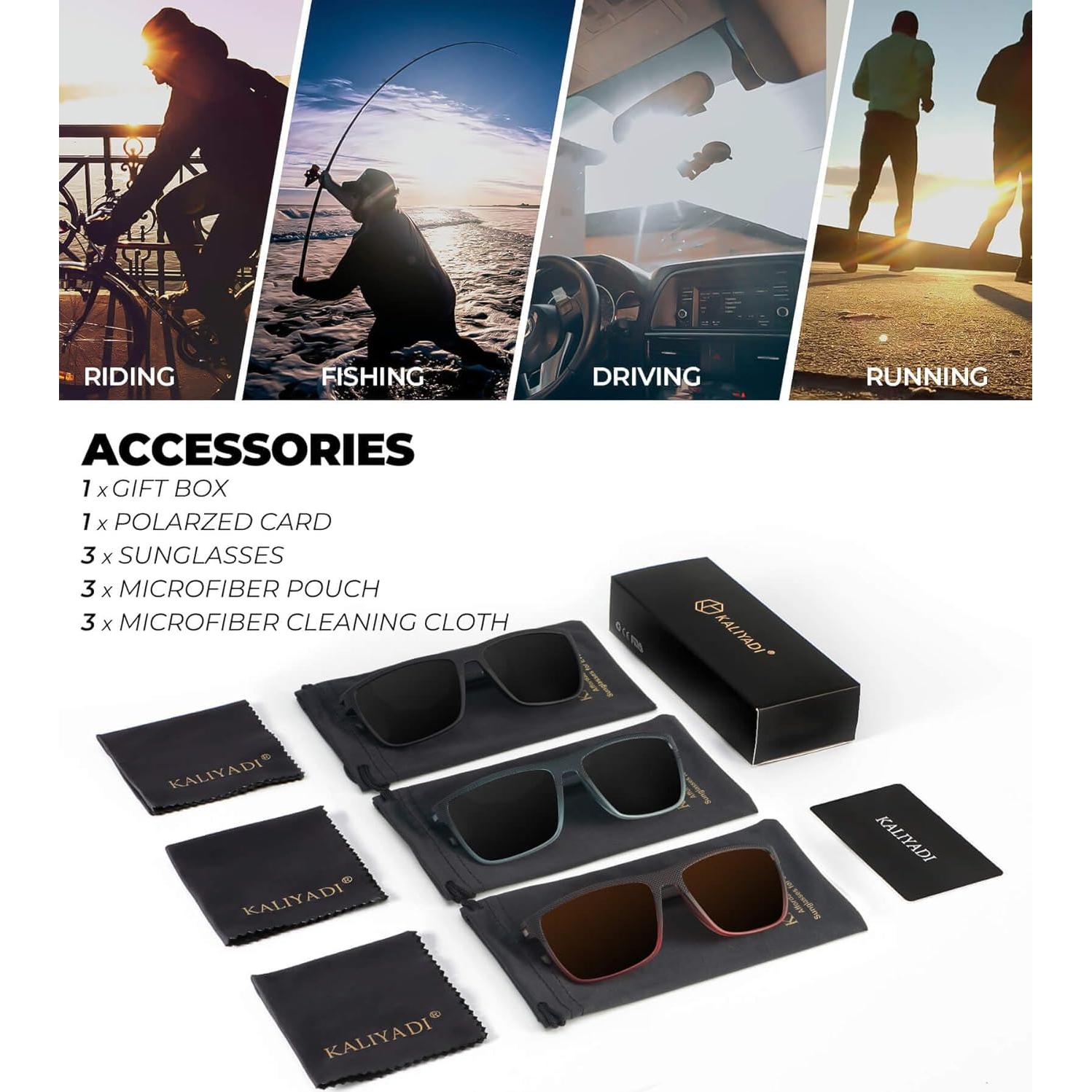 Gafas de sol KALIYADI polarizadas UV400 paquete de 3