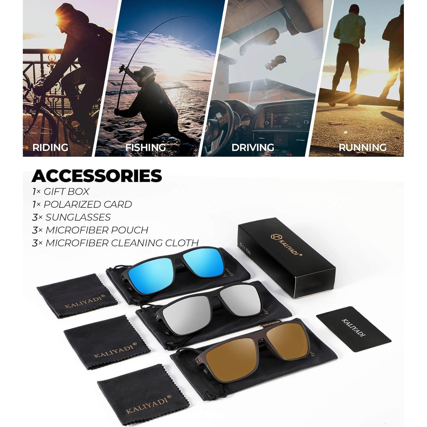 Gafas de sol KALIYADI polarizadas UV400 3 Pack clásico