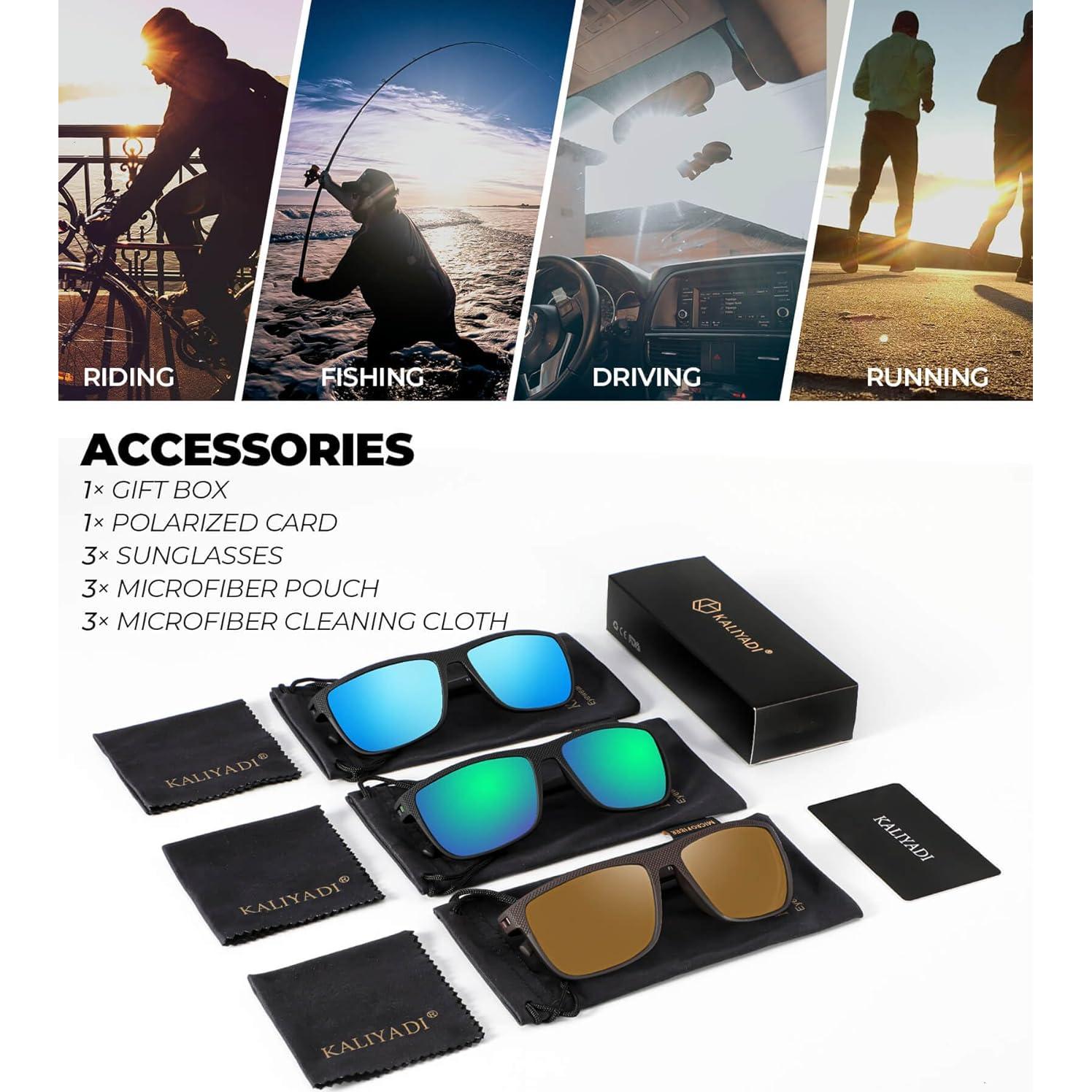 Gafas de Sol KALIYADI Polarizadas UV400 3 Paquete Clásicas