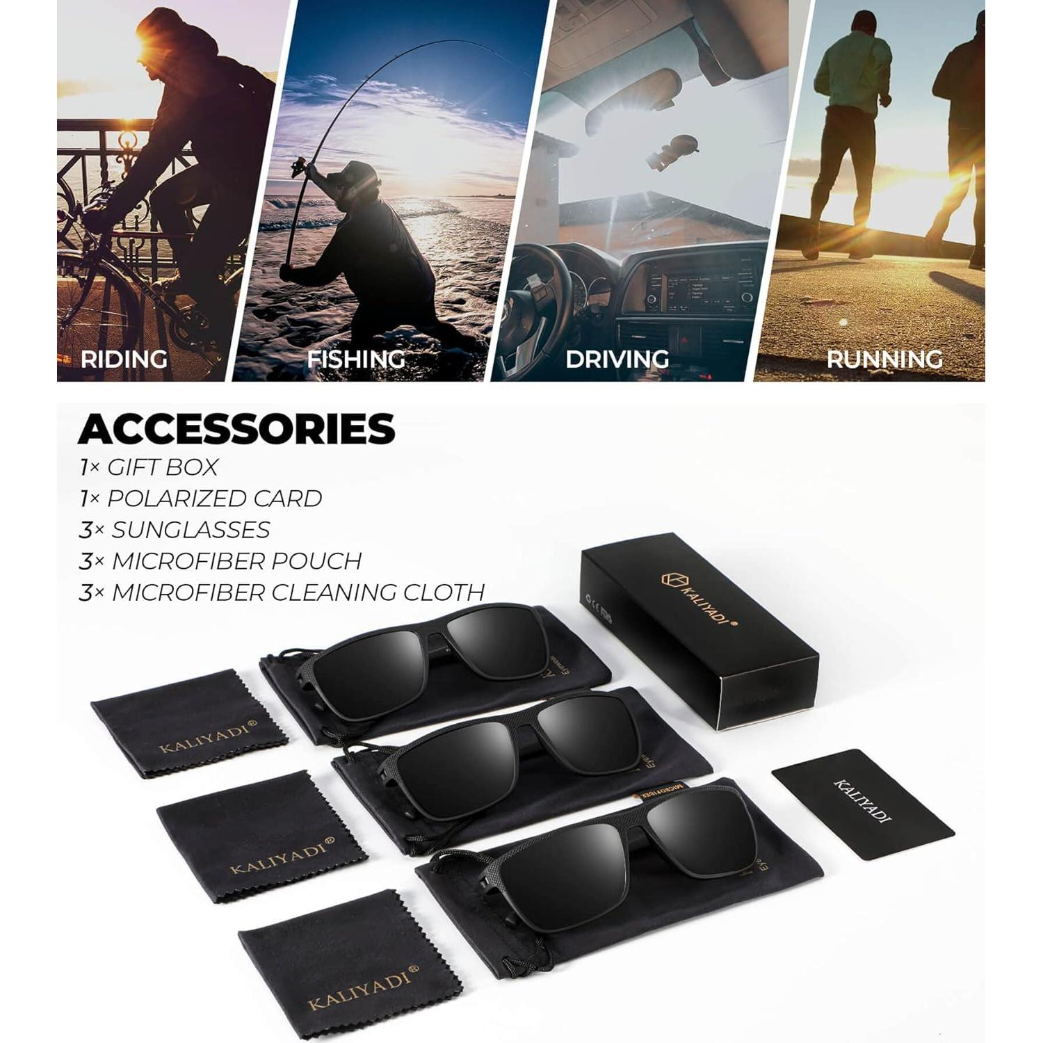 Gafas de sol KALIYADI polarizadas UV400 para hombres 3 pack