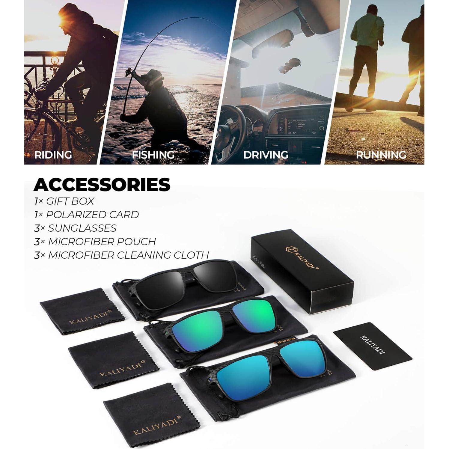 Gafas de sol KALIYADI polarizadas UV400 para hombres 3 pack