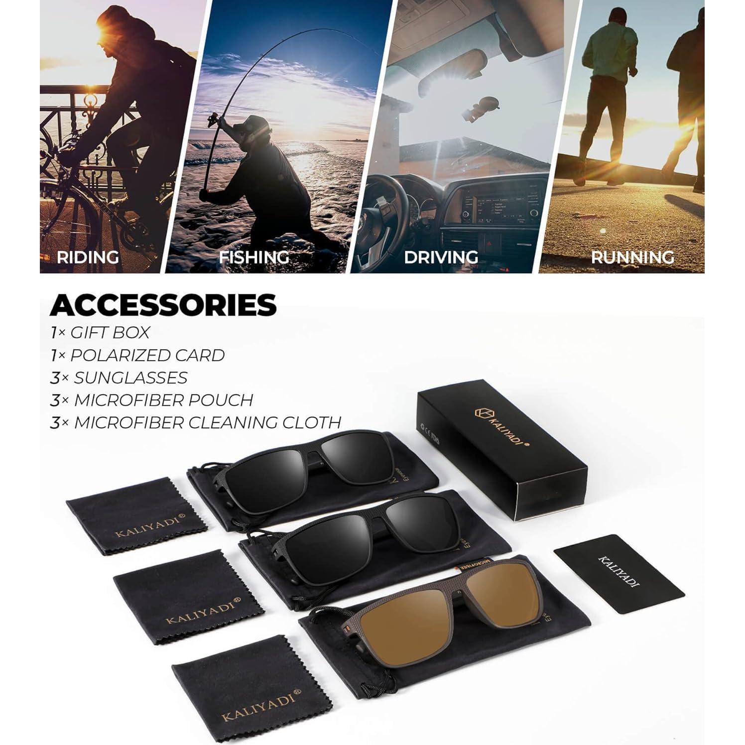 Gafas de sol KALIYADI polarizadas UV400 para hombres 3 pack