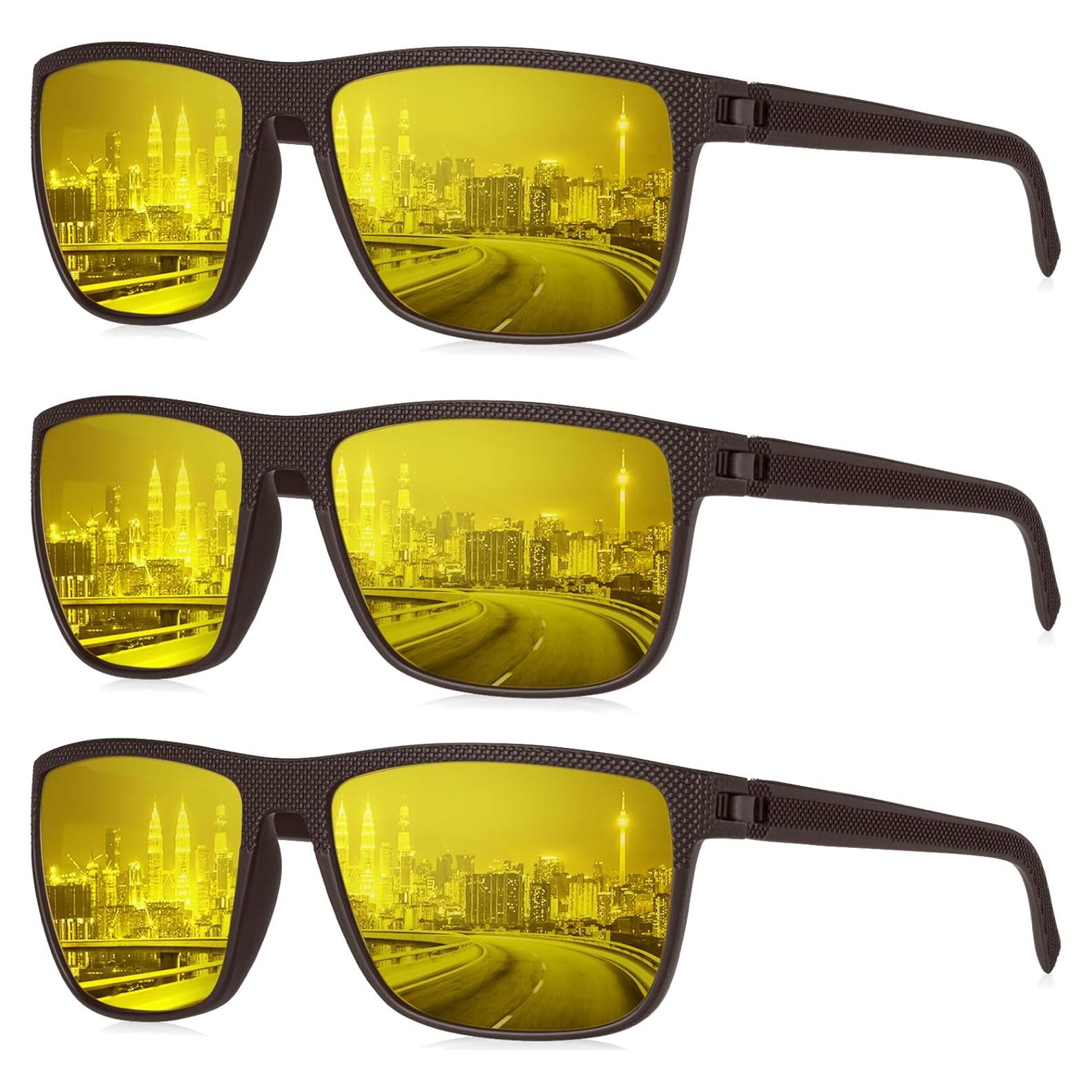 Gafas de sol KALIYADI visión nocturna marrón 3 piezas