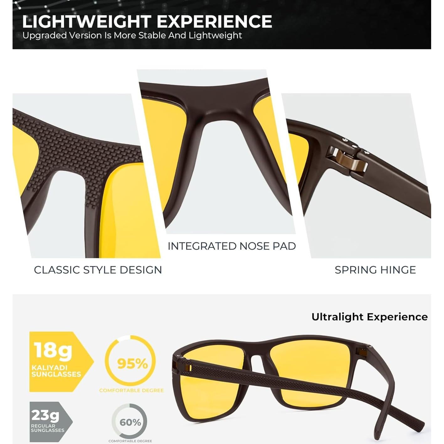 Gafas de sol KALIYADI visión nocturna marrón 3 piezas