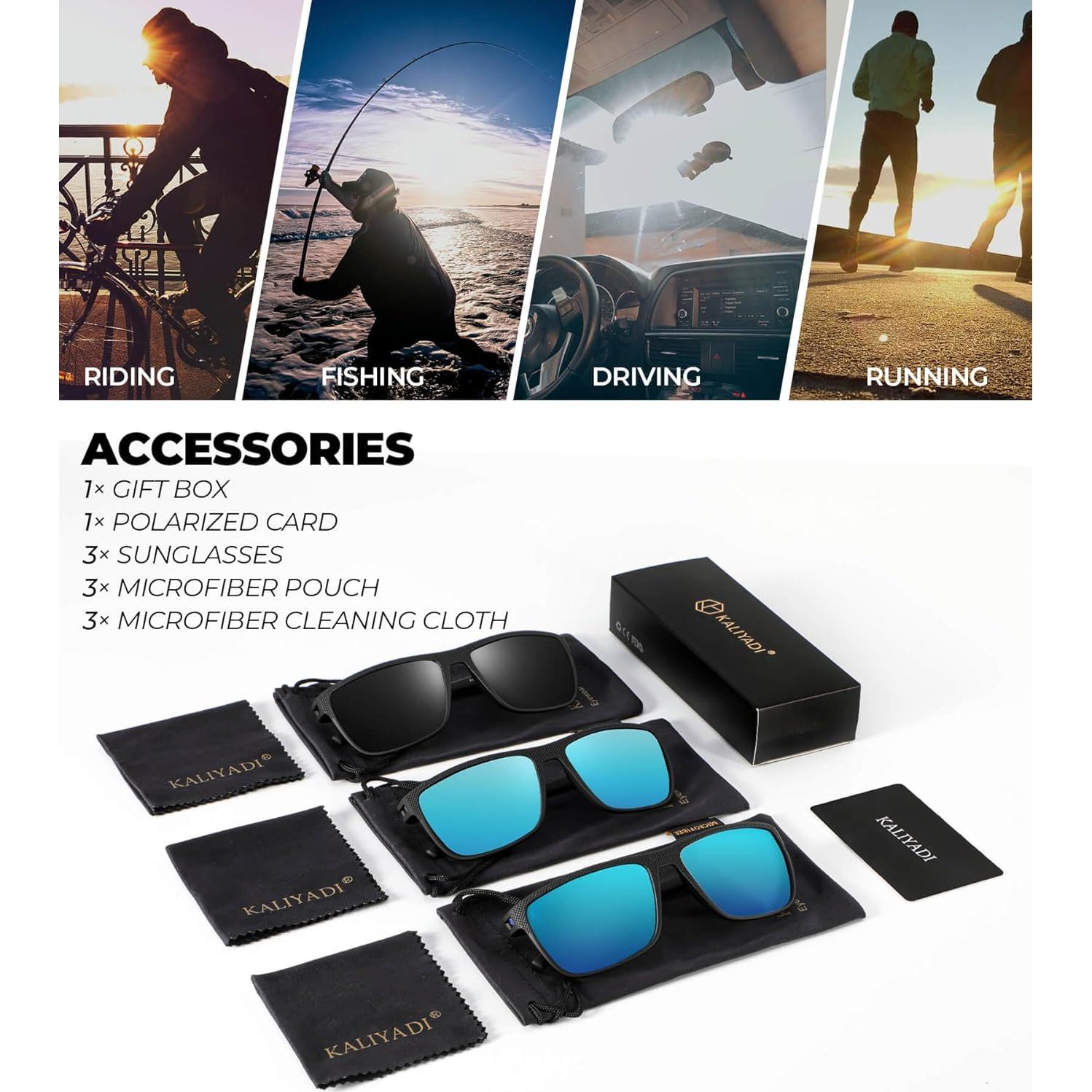 Gafas de sol KALIYADI polarizadas UV400 para hombres 3 pack