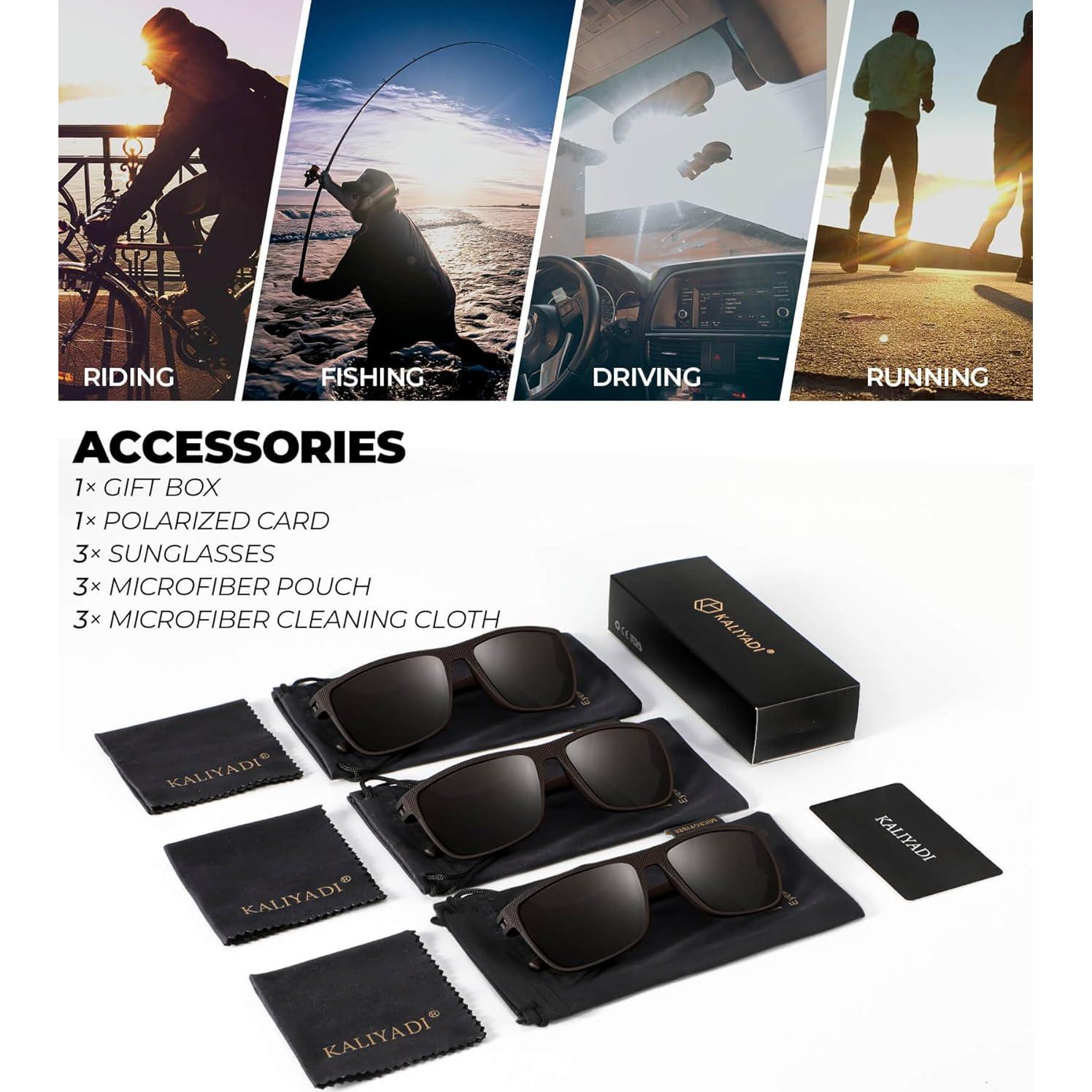 Gafas de sol KALIYADI polarizadas UV400 para hombres - 3 piezas