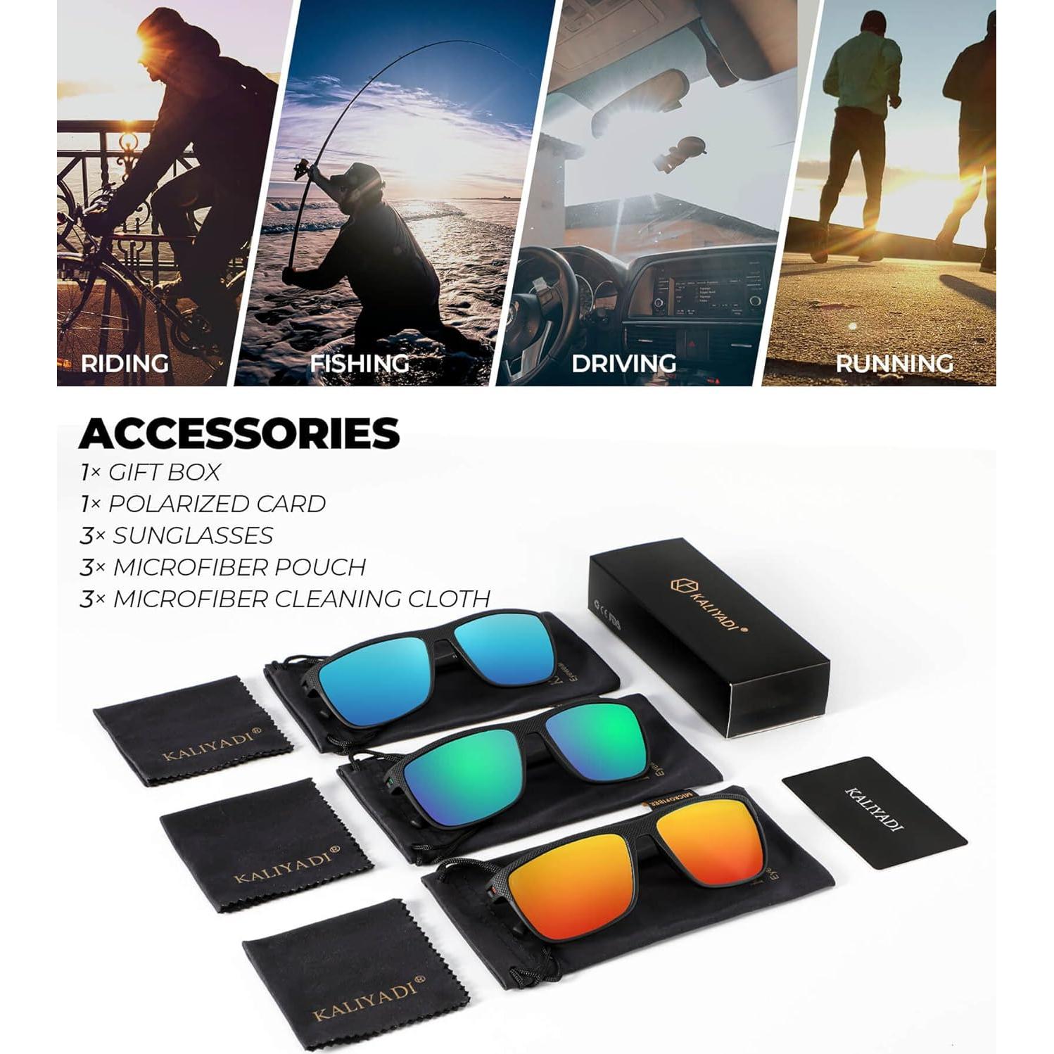 Gafas de sol KALIYADI polarizadas UV400 para hombres 3 pack