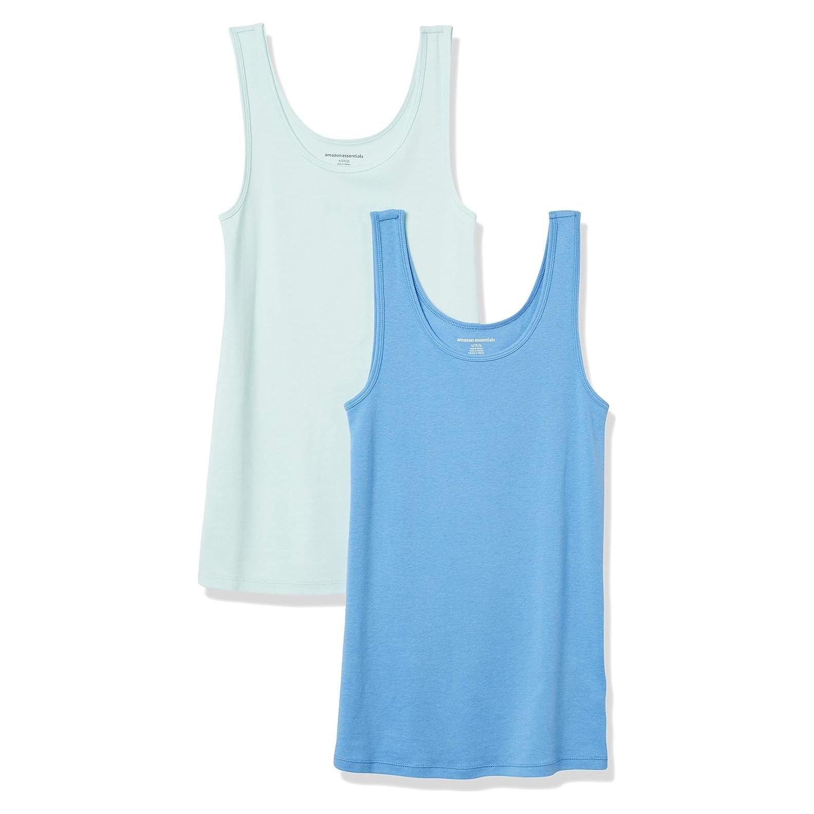 Top Sin Mangas Ajustado Amazon Essentials Mujeres Azul Aqua