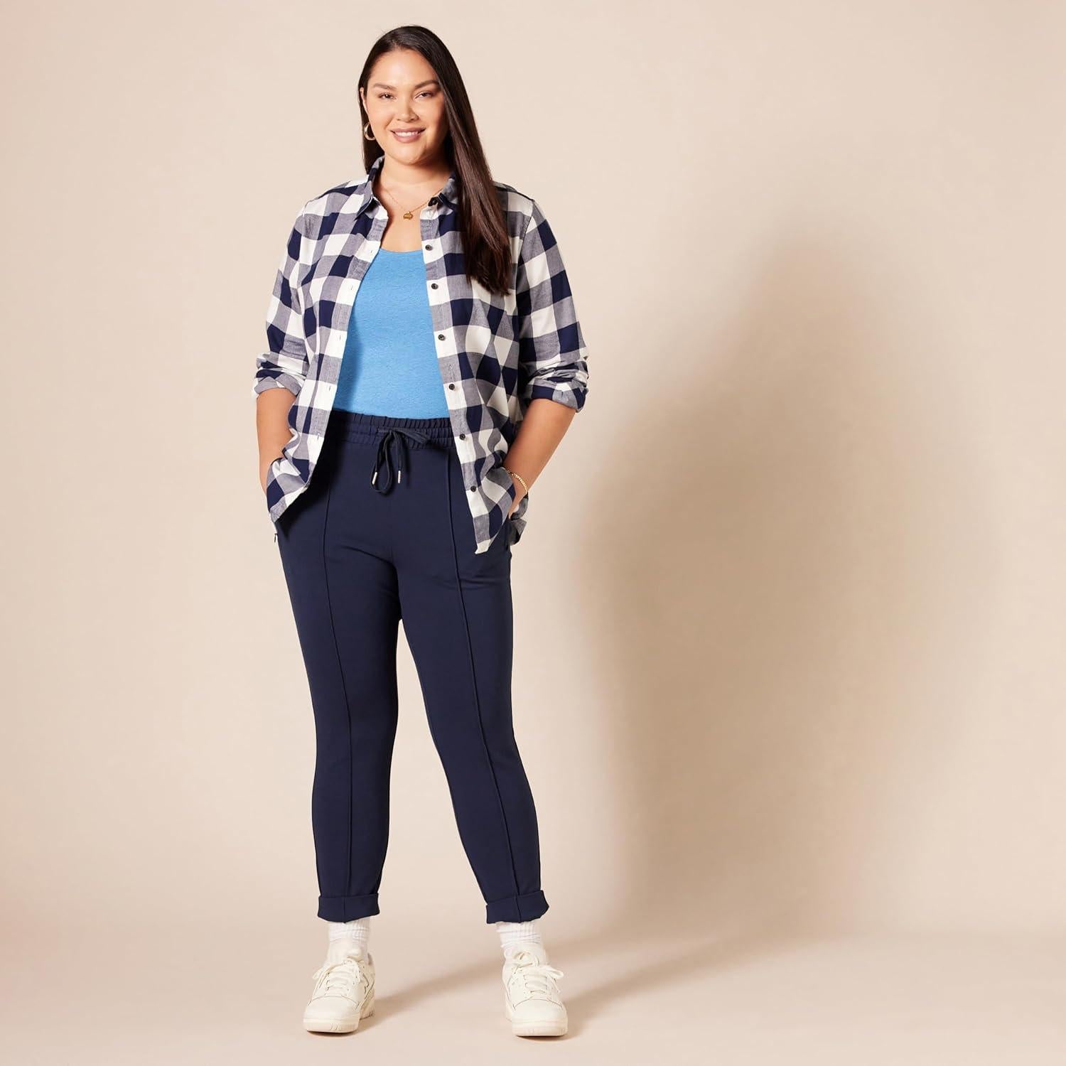 Top Sin Mangas Ajustado Amazon Essentials Mujeres Azul Aqua