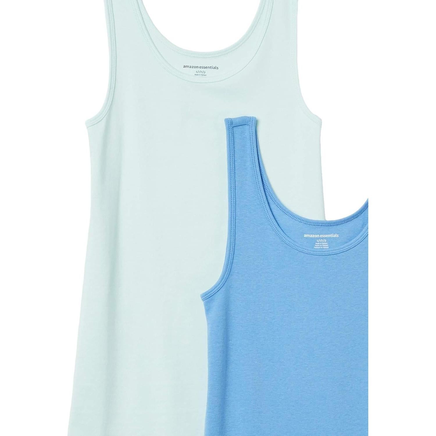 Top Sin Mangas Ajustado Amazon Essentials Mujeres Azul Aqua