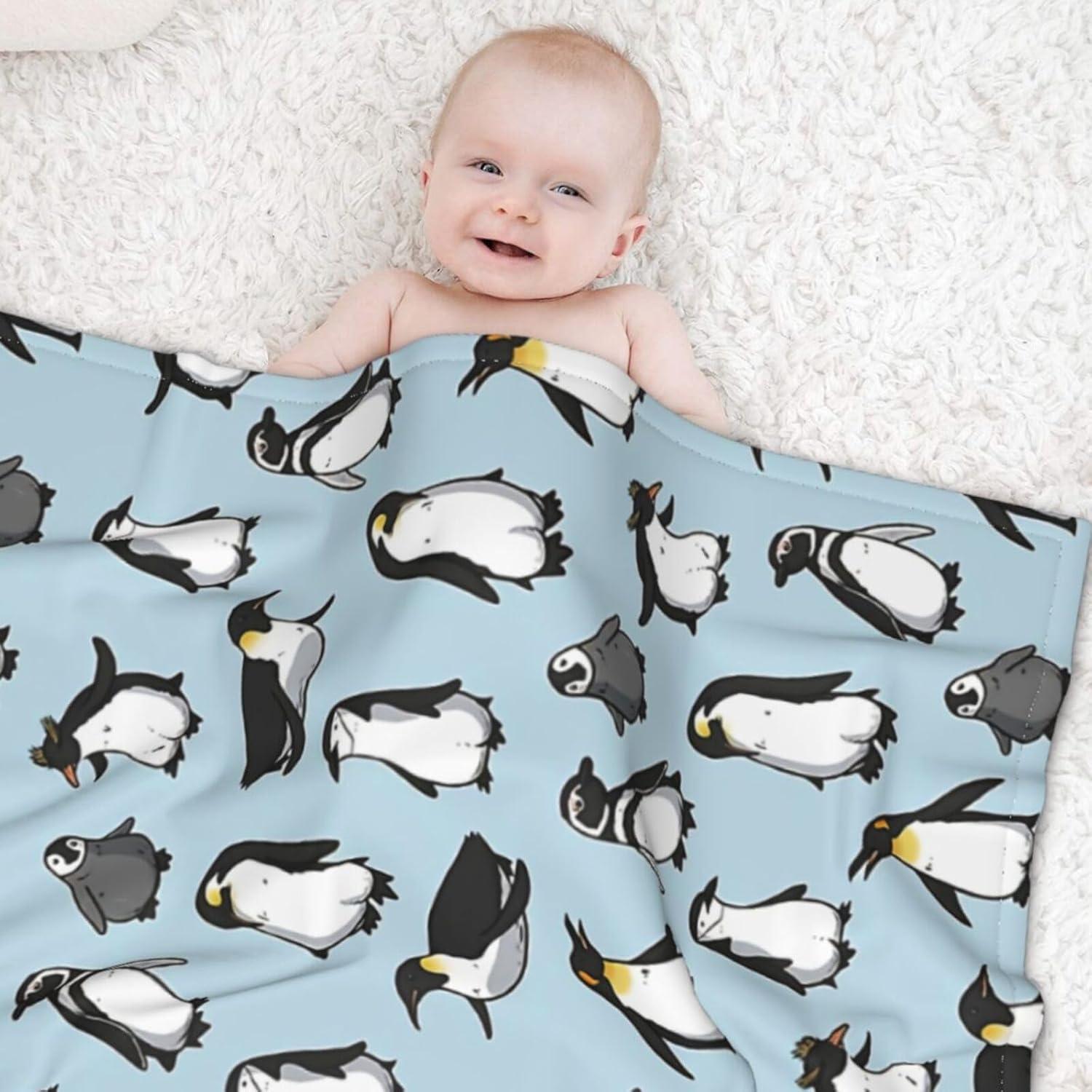 Manta de Recepción ZIAYQWP Pingüino Lindo 76x102 cm Suave