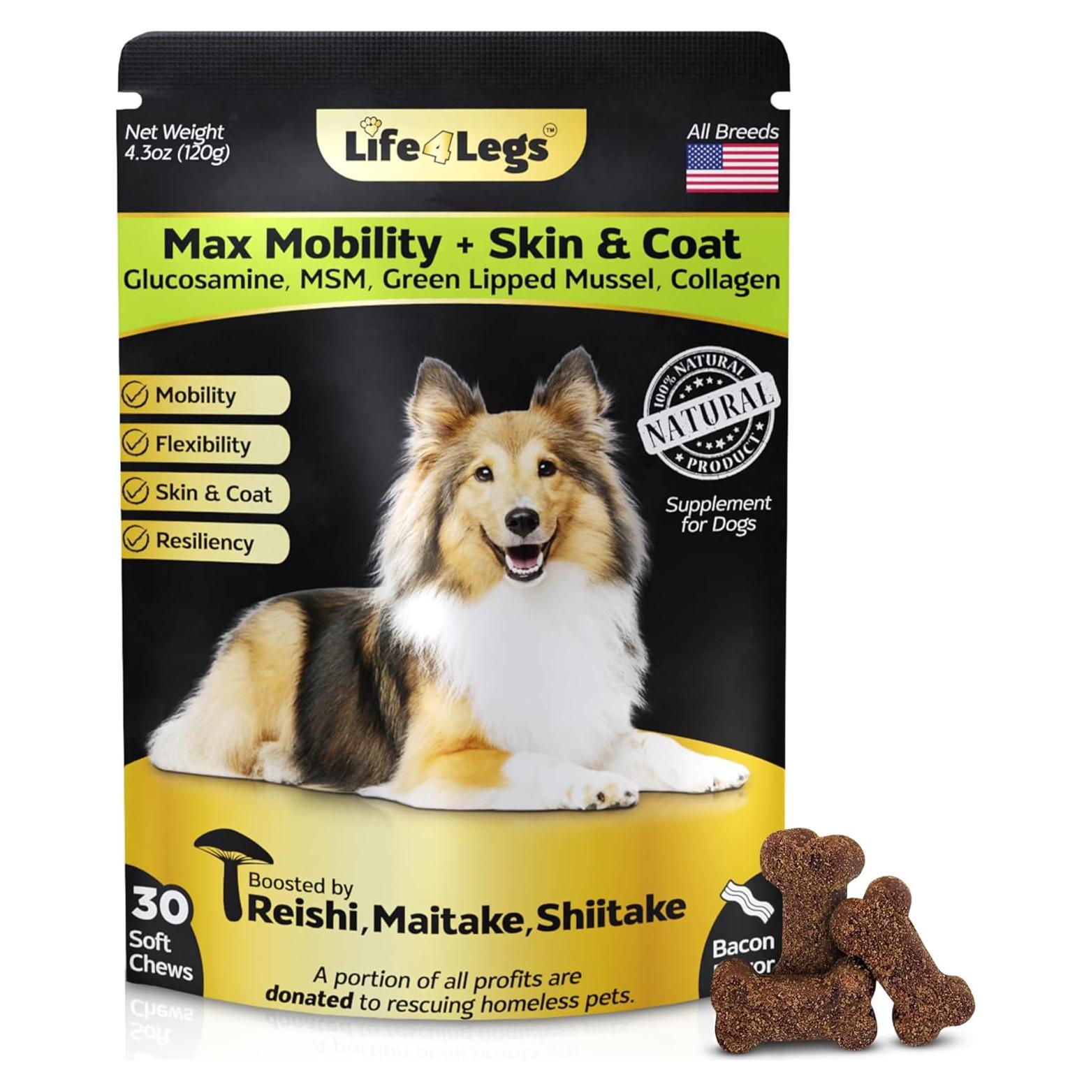Suplemento para Perros Life4Legs - Caderas y Articulaciones - 30 Masticables Bacon