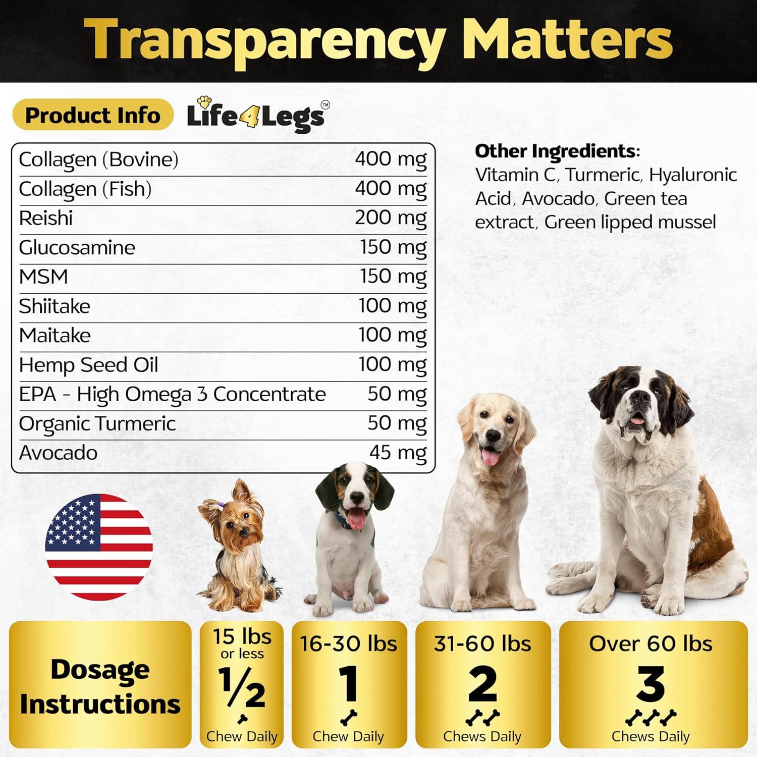 Suplemento para Perros Life4Legs - Caderas y Articulaciones - 30 Masticables Bacon