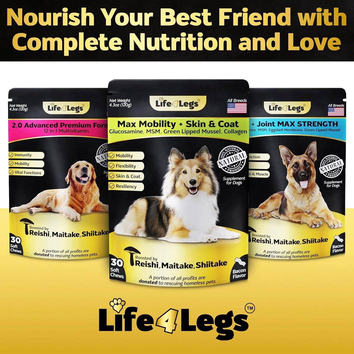 Suplemento para Perros Life4Legs - Caderas y Articulaciones - 30 Masticables Bacon